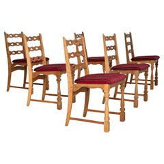 1970, ensemble de 6 pièces de chaises de salle à manger danoises, bon état d'origine.