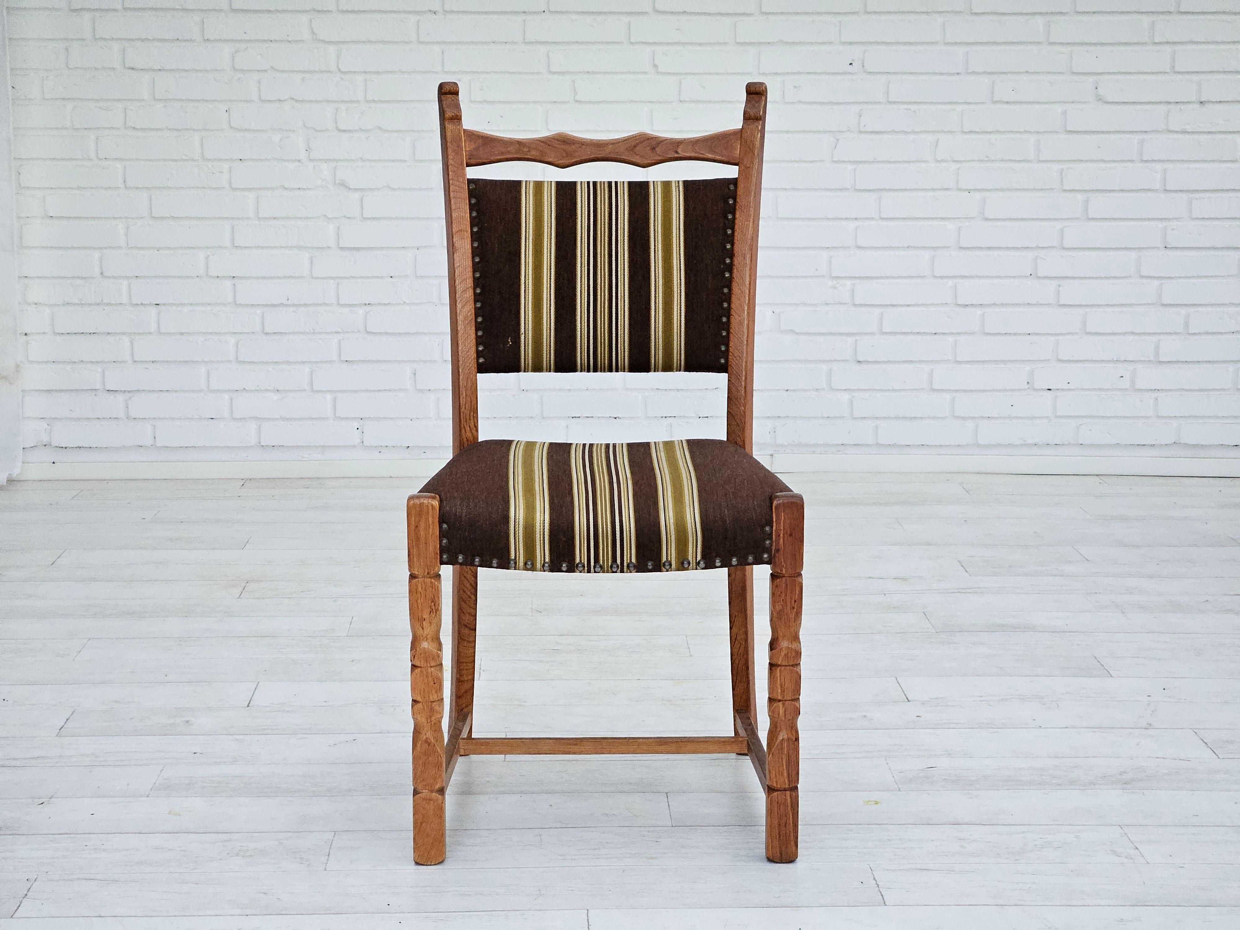 1970s, set 6 pcs of Danish dinning chairs, original good condition, oak wood. For Sale 9