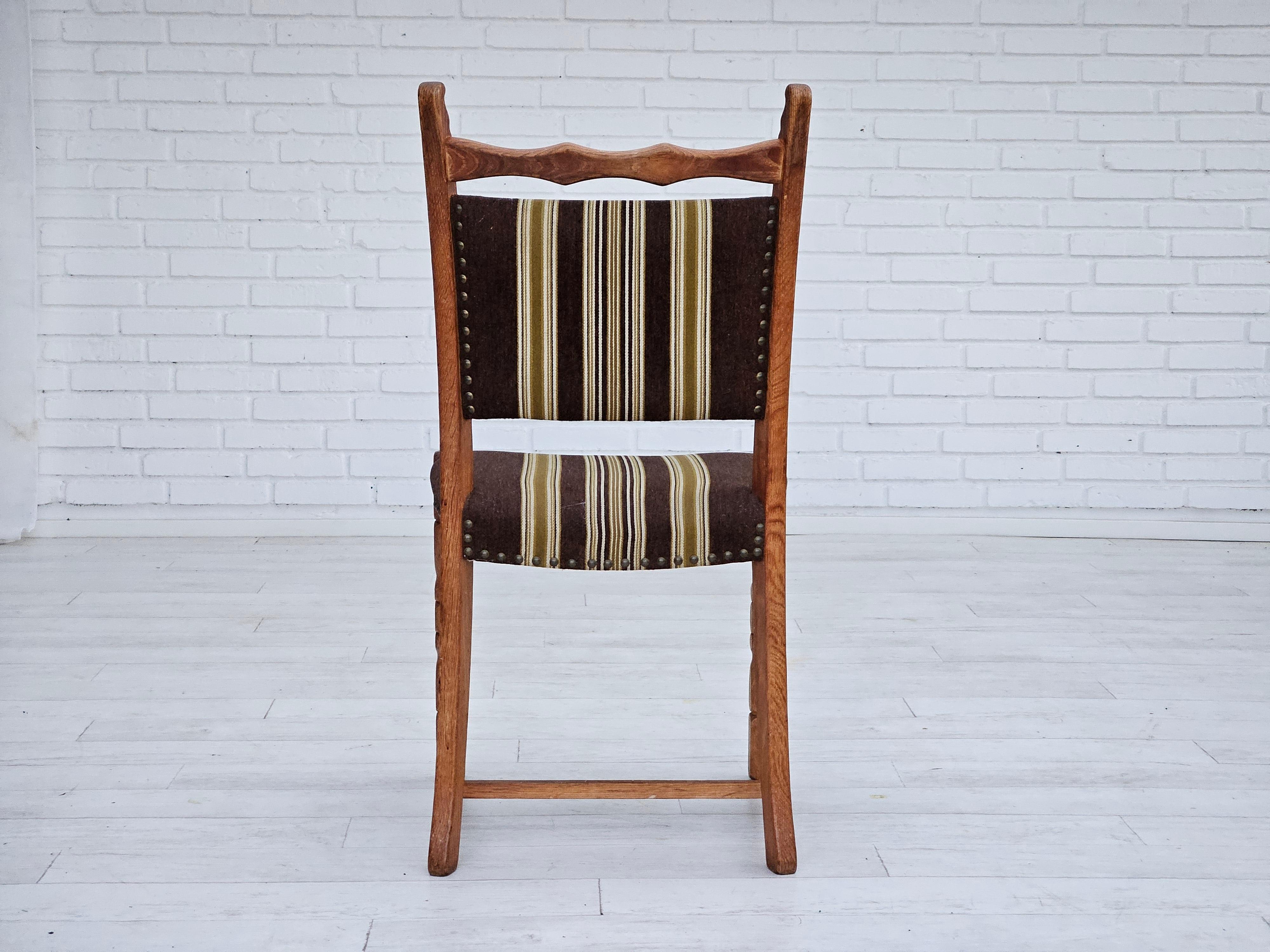 1970s, set 6 pcs of Danish dinning chairs, original good condition, oak wood. For Sale 2