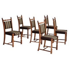 Vintage 1970s, set 6 pcs of Danish dinning chairs, original good condition, oak wood.