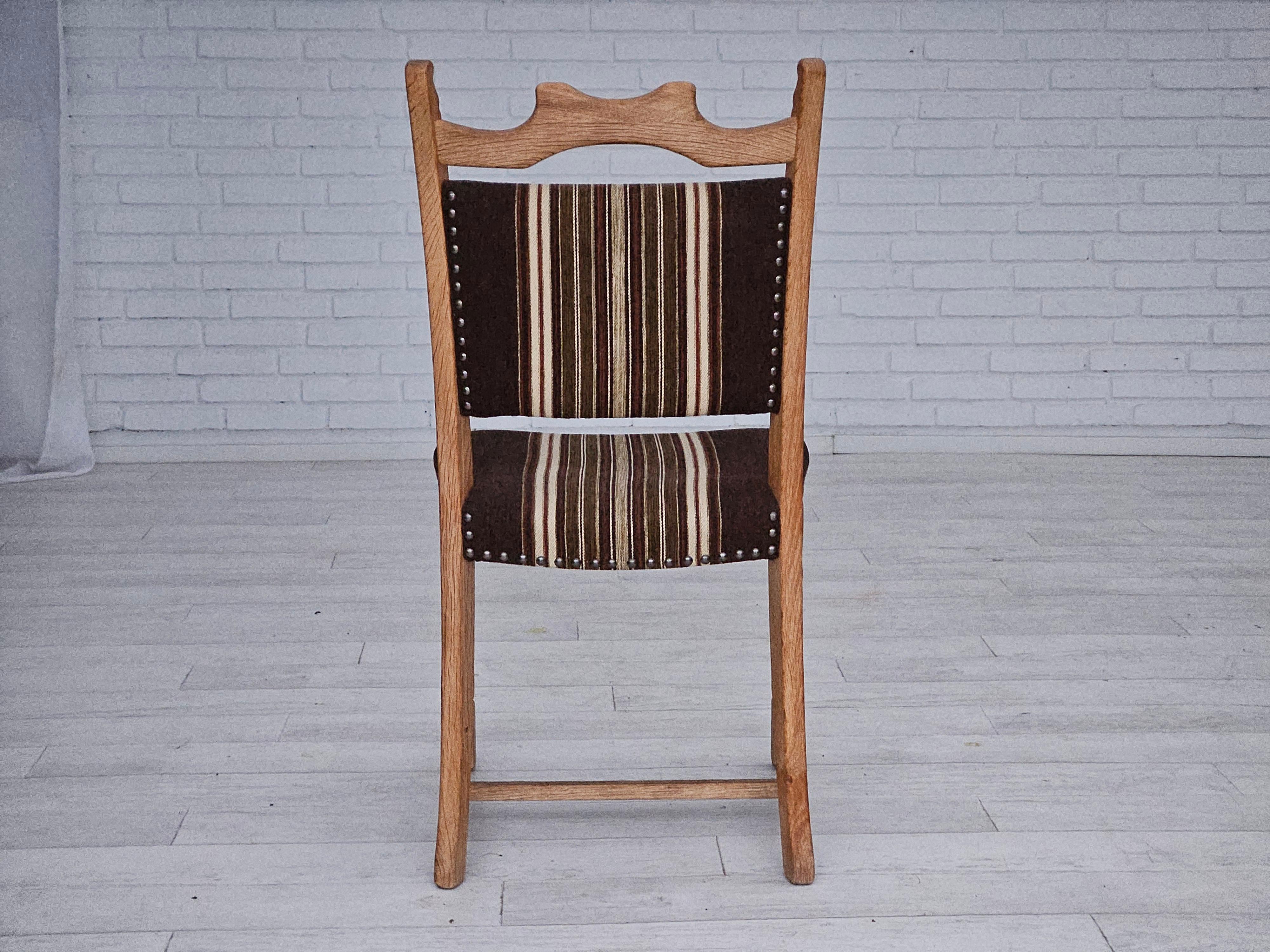 1970s, set 6 pcs of Danish dinning chairs, original very good condition, oak. For Sale 7