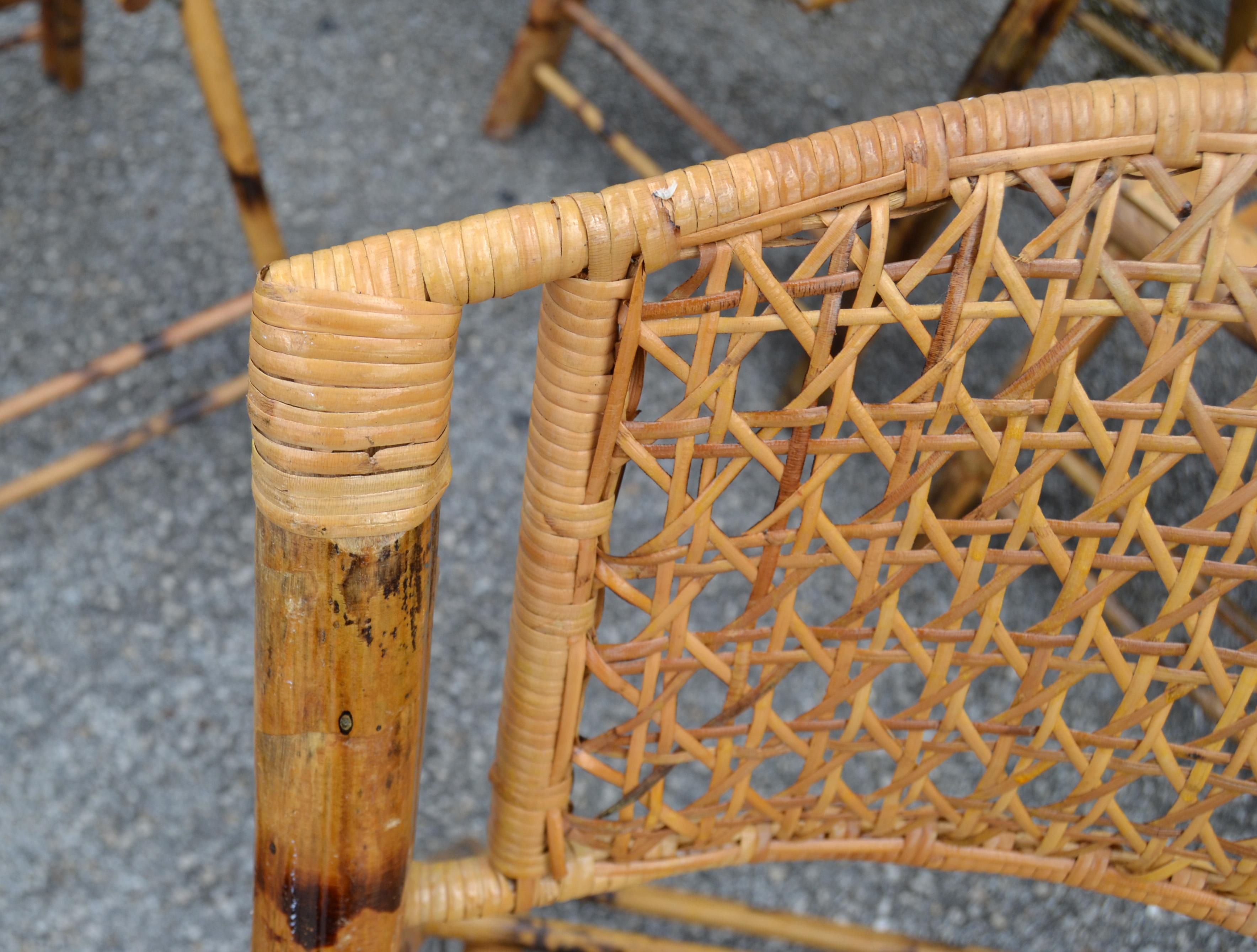 Set de 11 sillas plegables de bambú Tigre Quemado, de los años 70 Bohemian Chic en venta 2