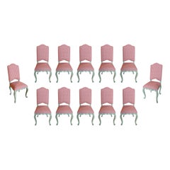 1970s Set of 12 Classic Style Chairs with Printed Upholstery 
Patina Structure