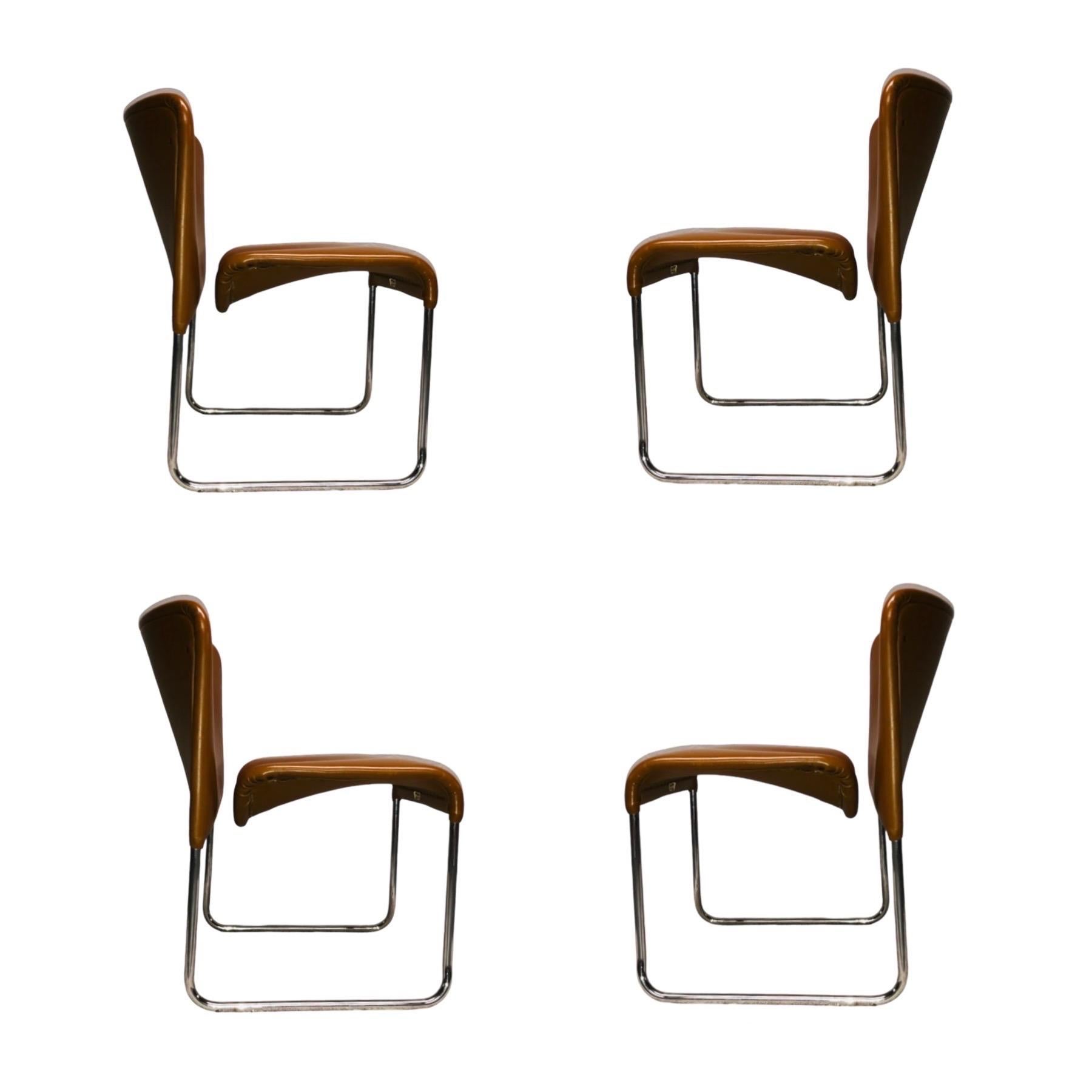 Italian 1970s Set of 6 Modern Dining Chairs by Marcello Cuneo for Mobel Italia -Stendig For Sale