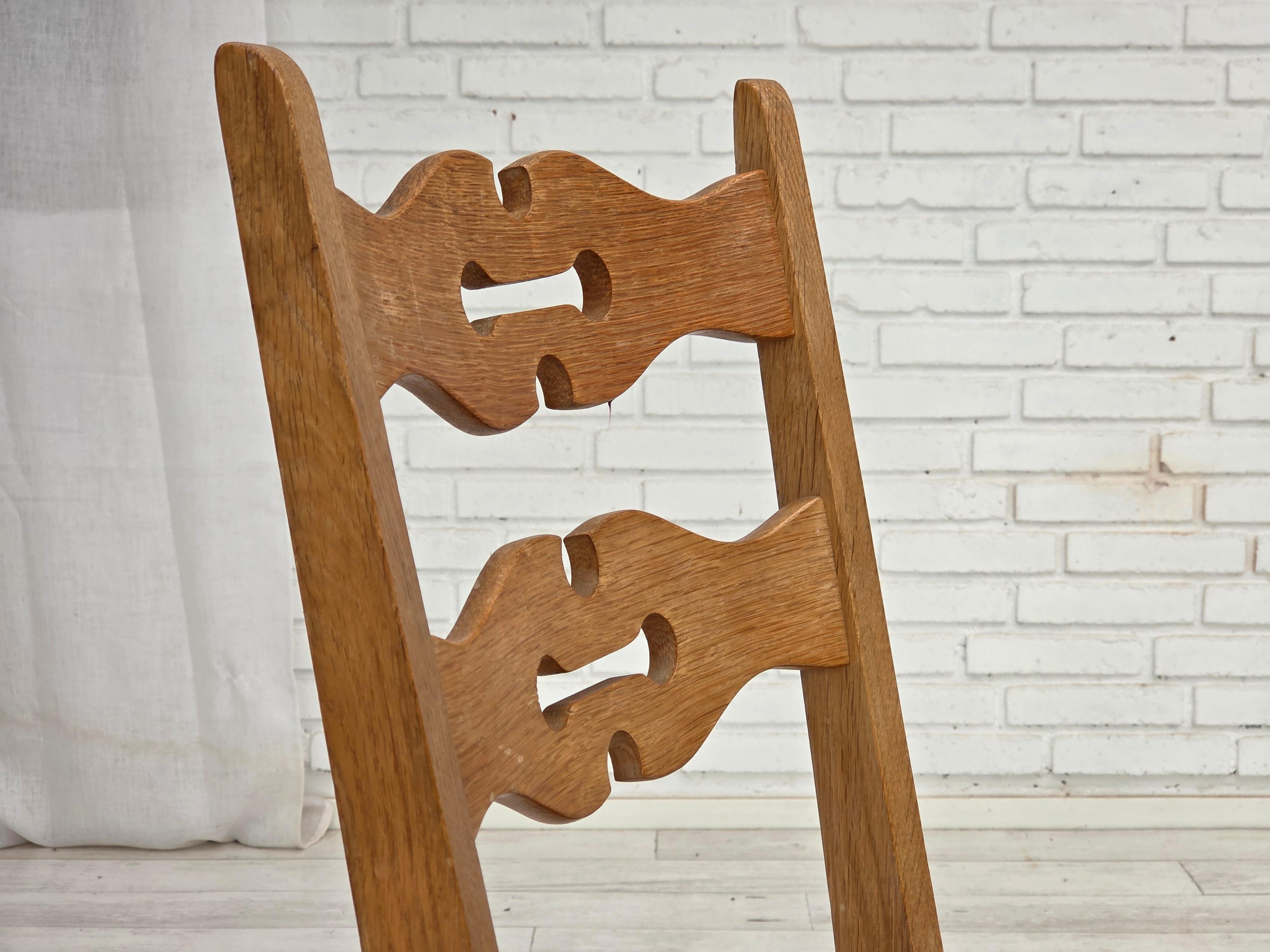 Scandinave moderne 1970, set de 2 chaises de salle à manger danoises, meuble en laine, bois de chêne massif. en vente