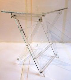 1970s Set of 2 Lucite Folding Tables with Stand