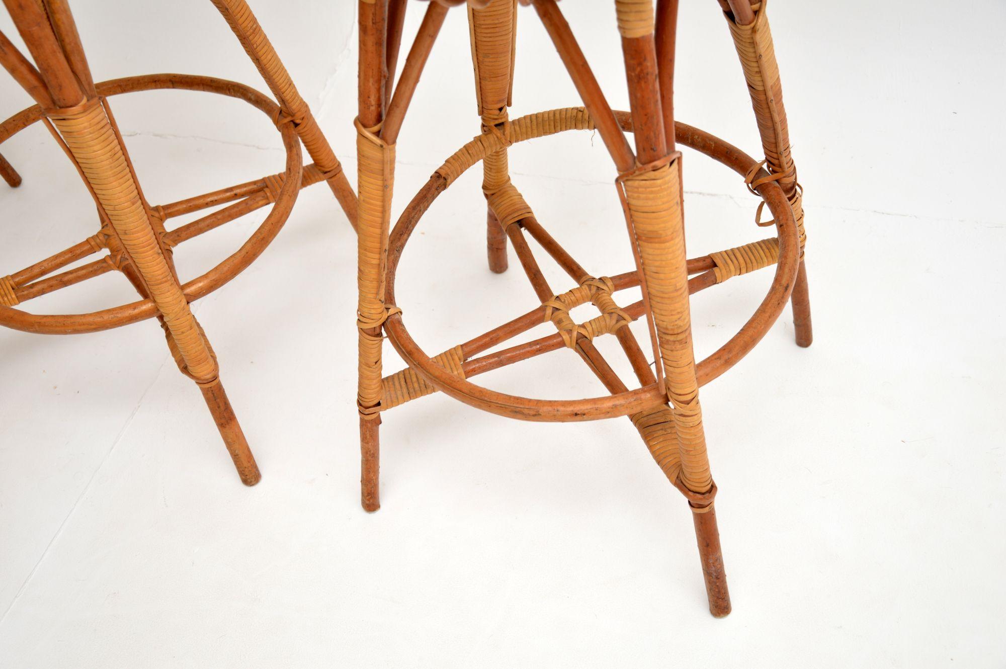 1970's Set of 3 Bamboo Bar Stools by Franco Albini 5