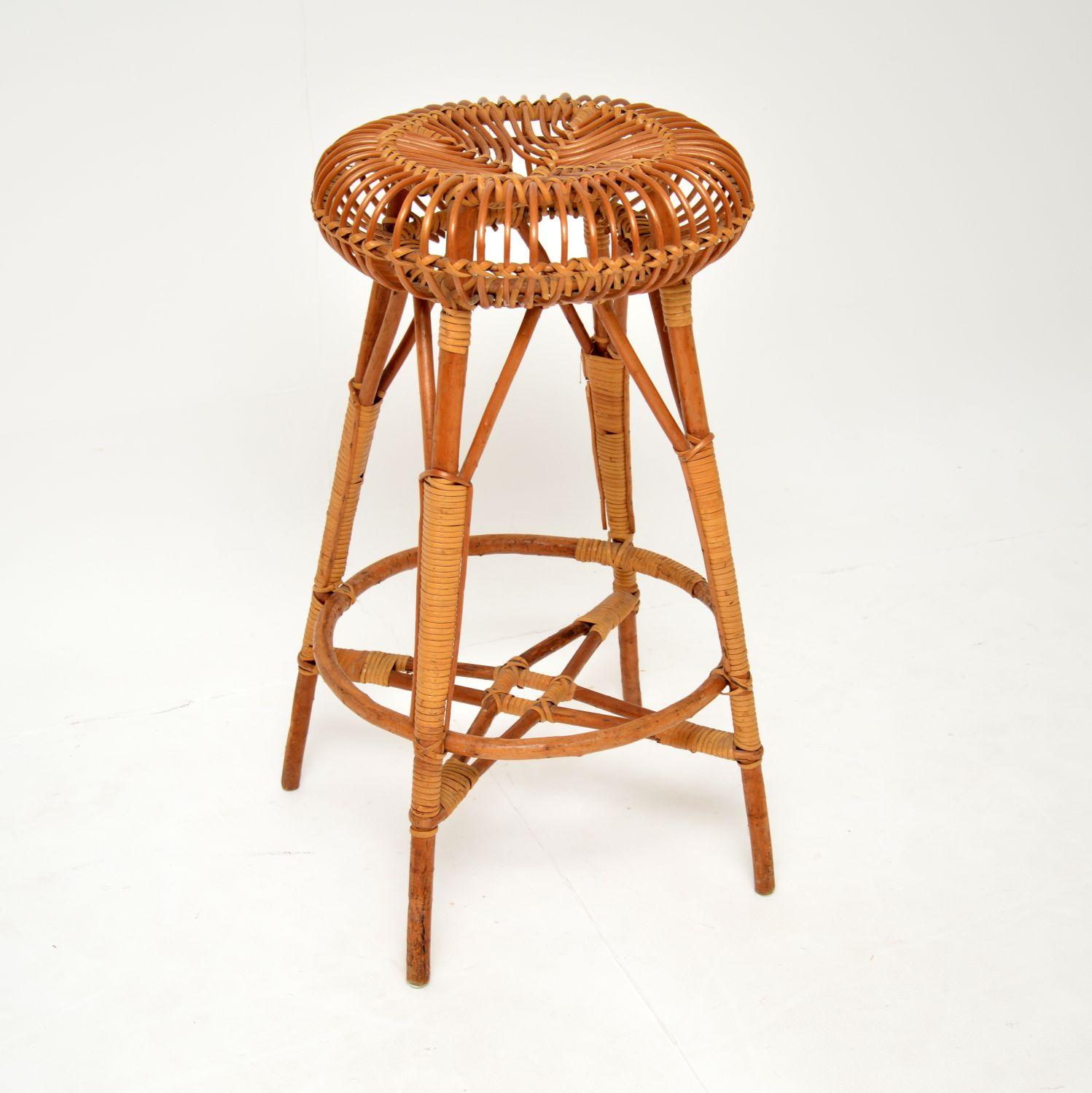 1970's Set of 3 Bamboo Bar Stools by Franco Albini In Good Condition In London, GB