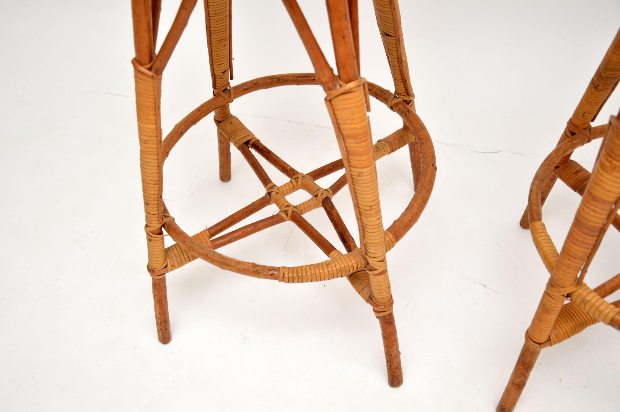 1970's Set of 3 Bamboo Bar Stools by Franco Albini 3