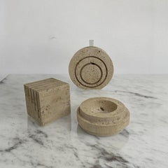 1970er Jahre Satz von 3 großen Original-Travertin-Skulpturen von Fratelli Mannelli