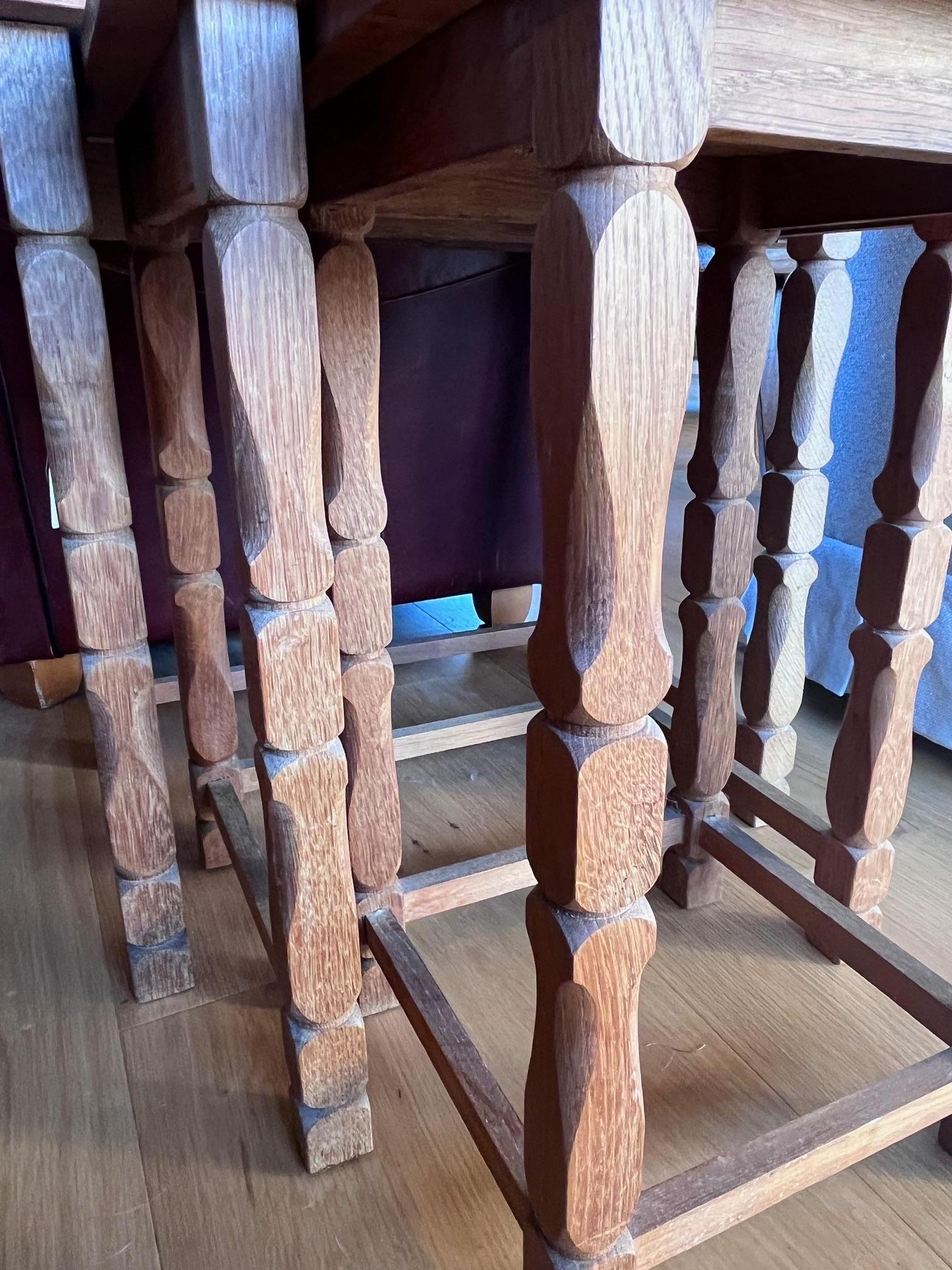 Late 20th Century 1970s Set of 3 Manner of Henning Kjaernulf Oak Nesting Tables For Sale