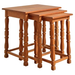 1970s Set of 3 Manner of Henning Kjaernulf Oak Nesting Tables