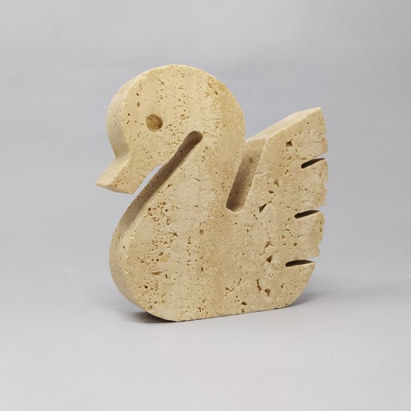 1970s Set of 3 Original Travertine Swans Sculptures by F.Lli Mannelli 1