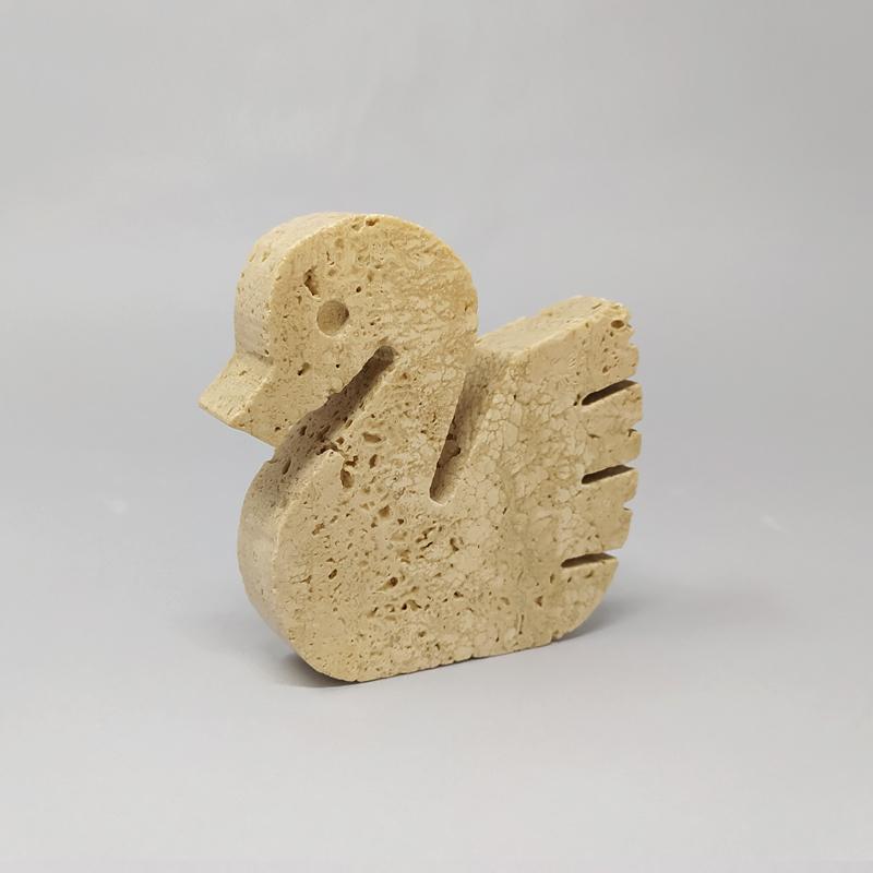 1970s Set of 3 Original Travertine Swans Sculptures by F.Lli Mannelli 3