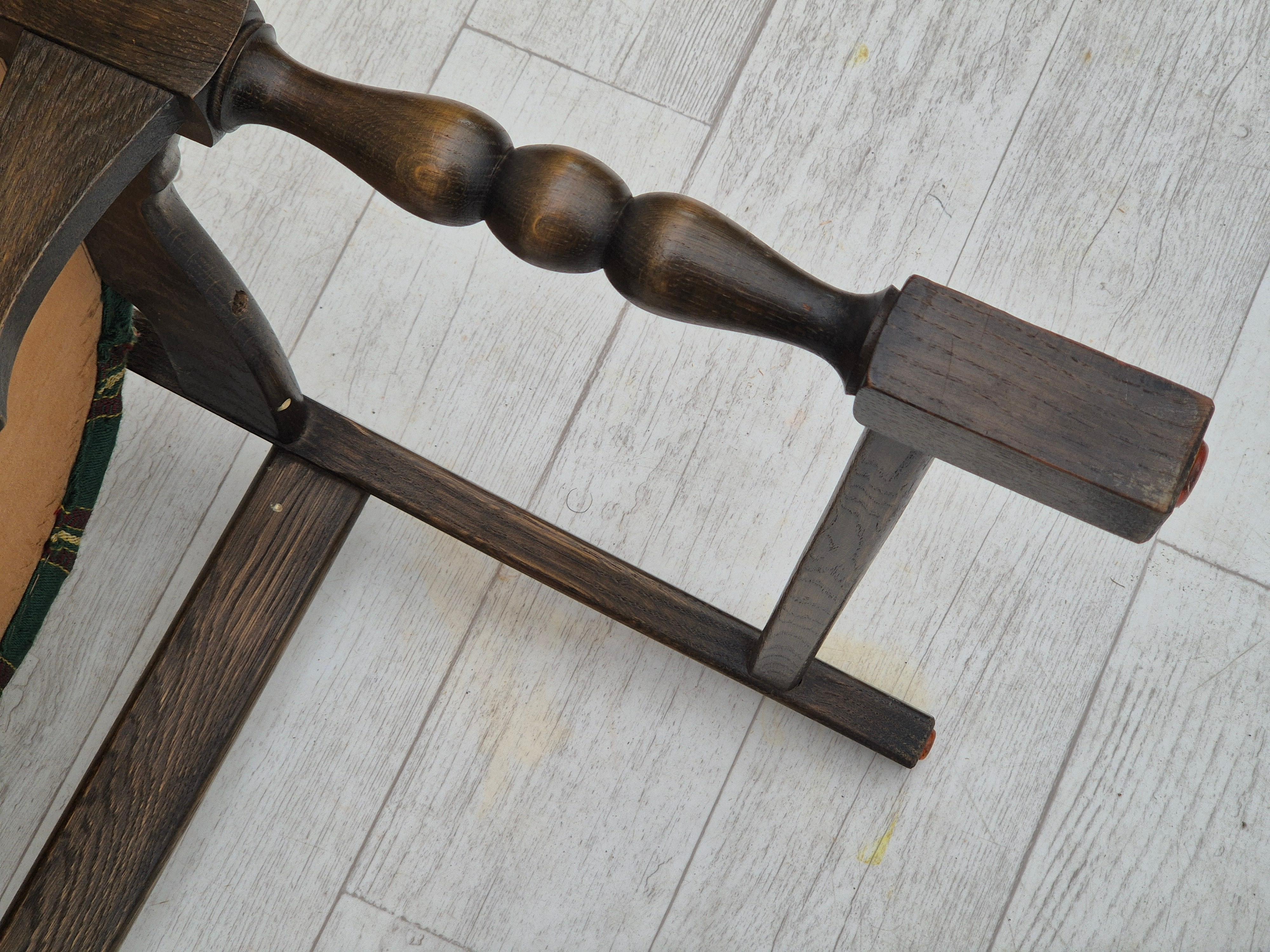 1970s, set of 4 Danish dining chairs, original condition, dark oak wood. For Sale 6