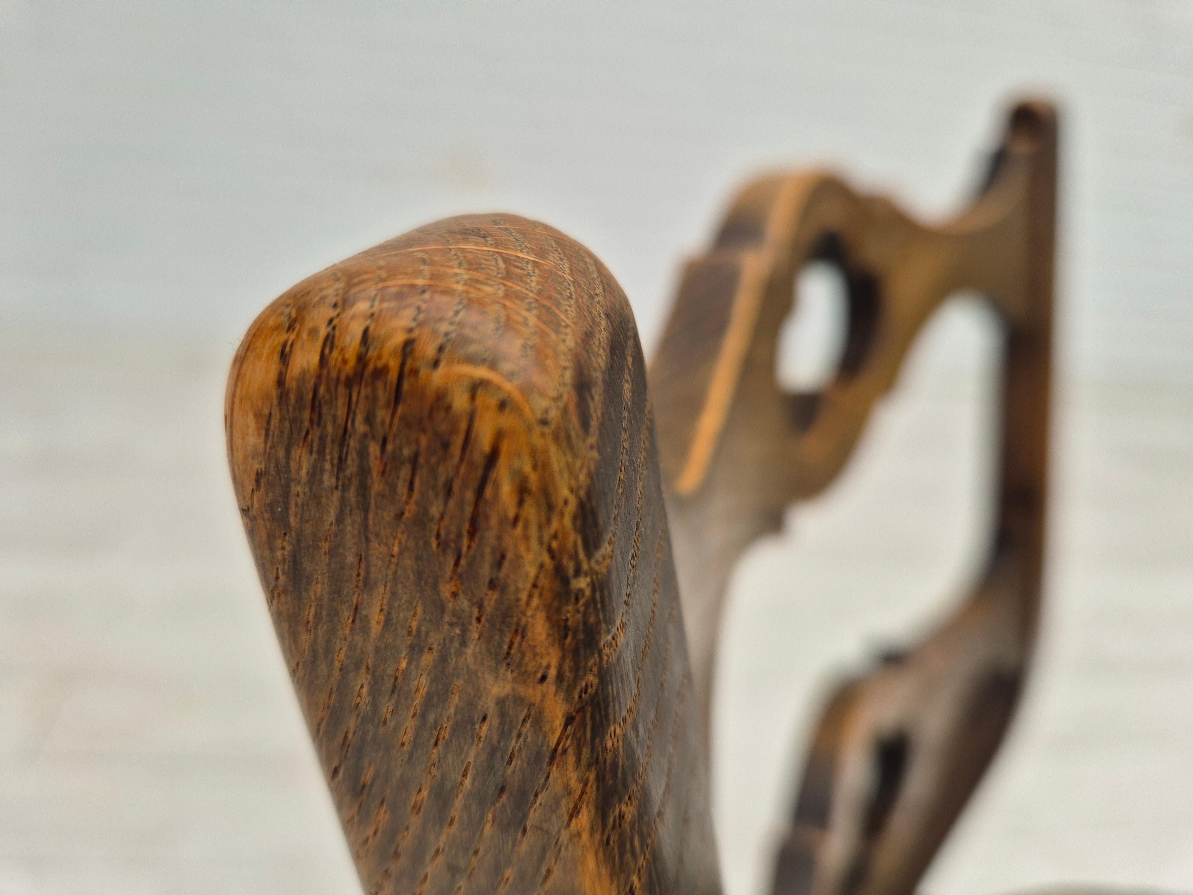 1970s, set of 4 Danish dining chairs, original condition, dark oak wood. For Sale 8