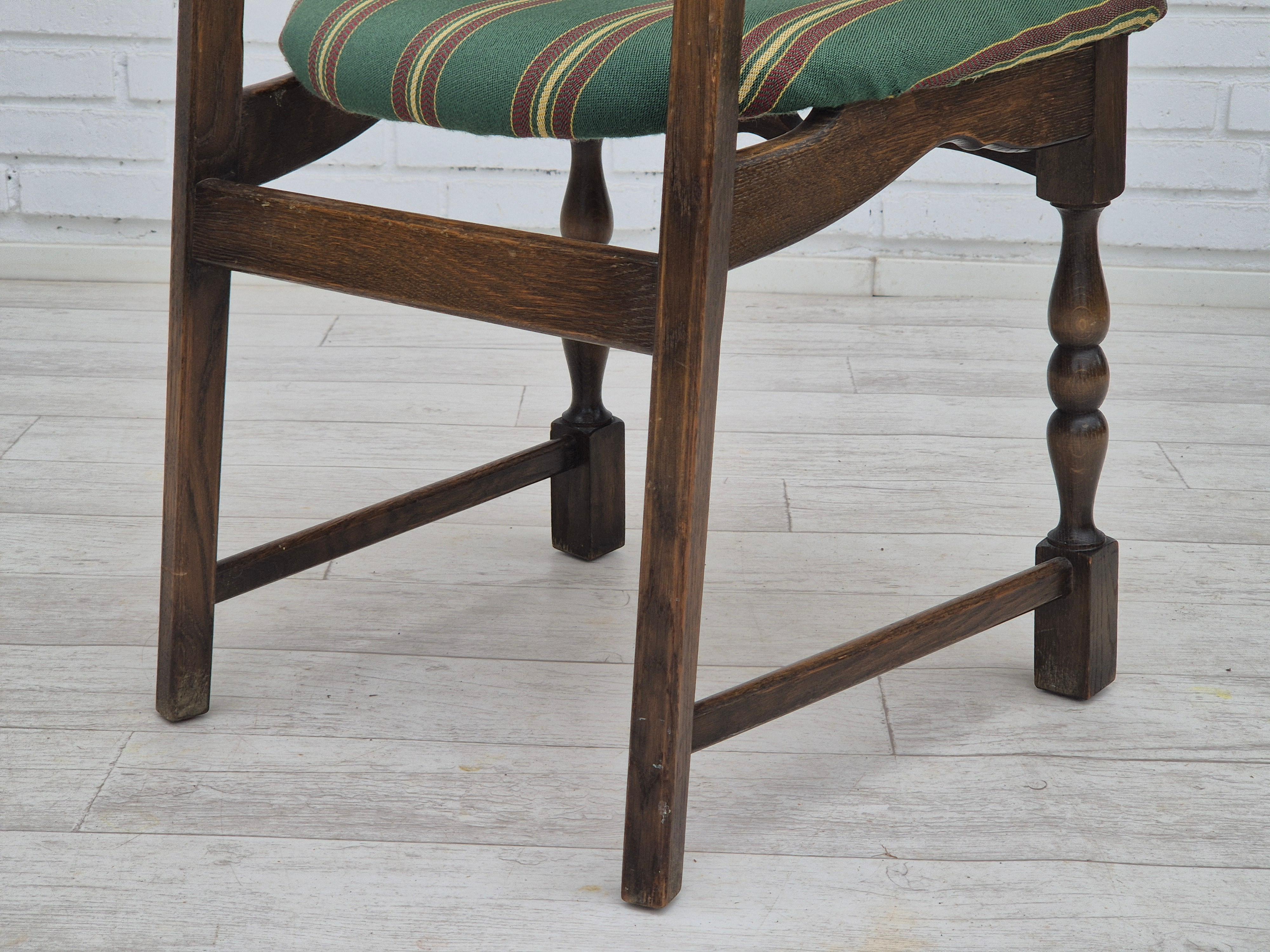 1970s, set of 4 Danish dining chairs, original condition, dark oak wood. For Sale 9