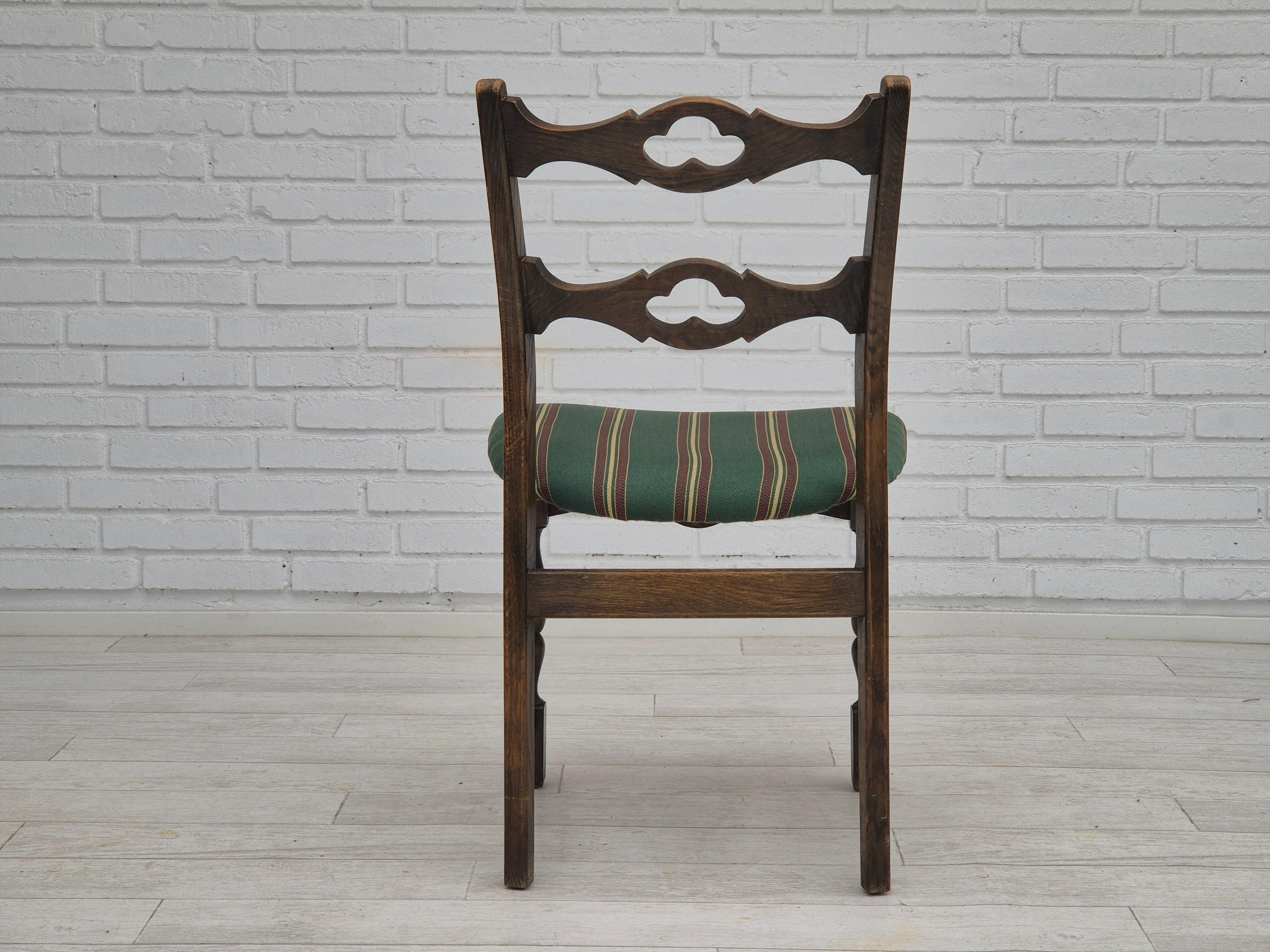 1970s, set of 4 Danish dining chairs, original condition, dark oak wood. For Sale 10