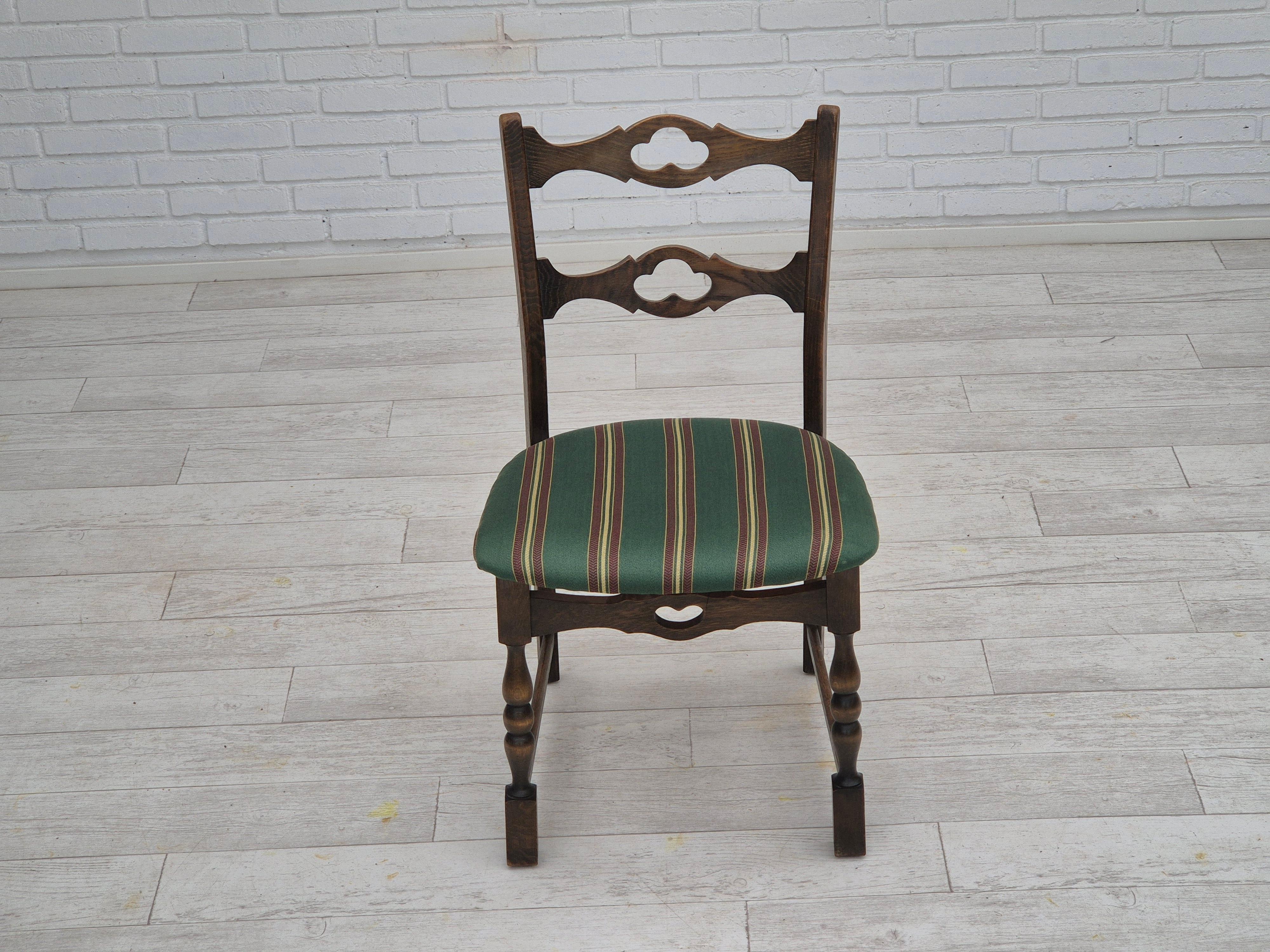 1970s, set of 4 Danish dining chairs, original condition, dark oak wood. For Sale 11