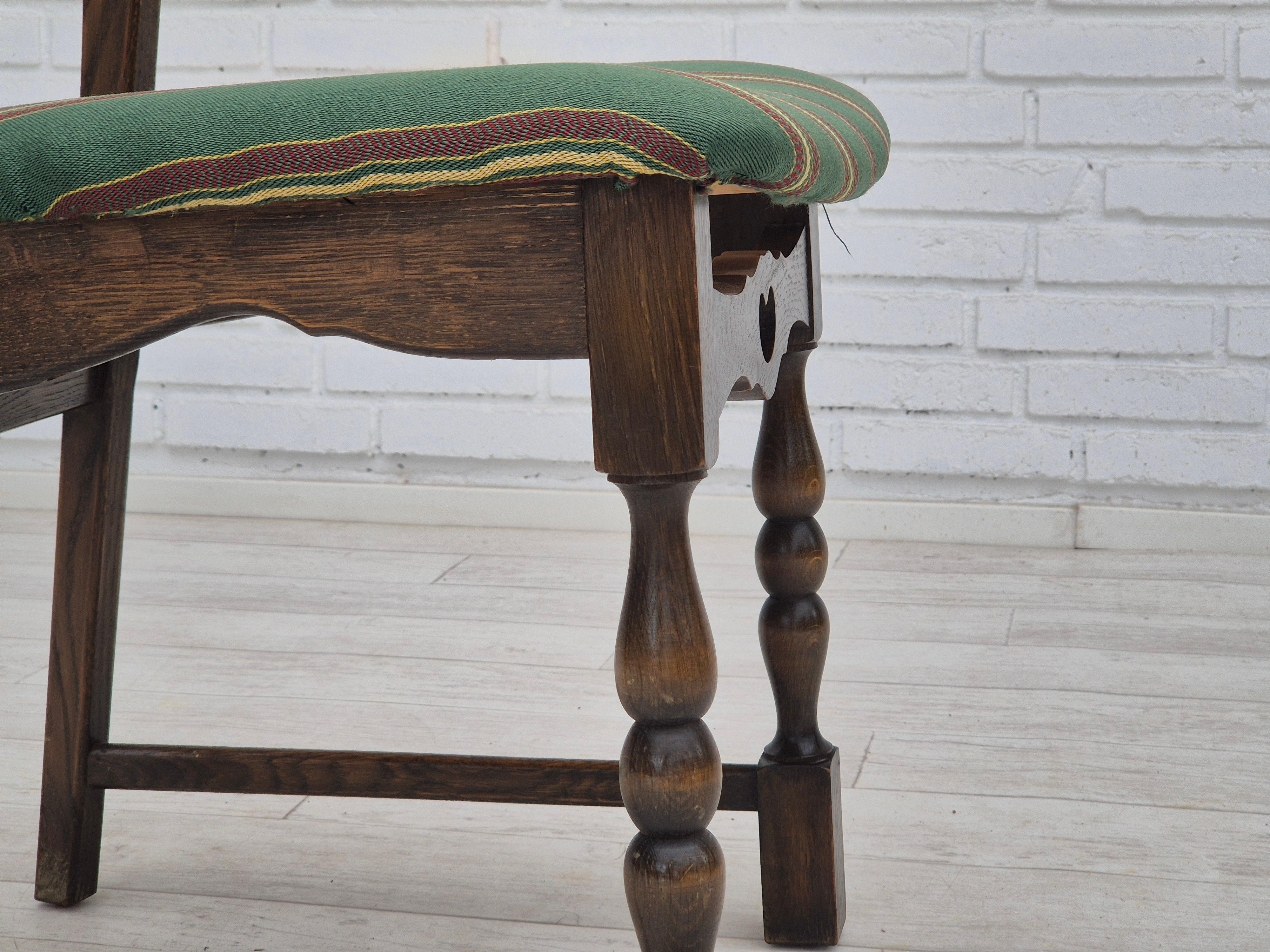 1970s, set of 4 Danish dining chairs, original condition, dark oak wood. For Sale 12