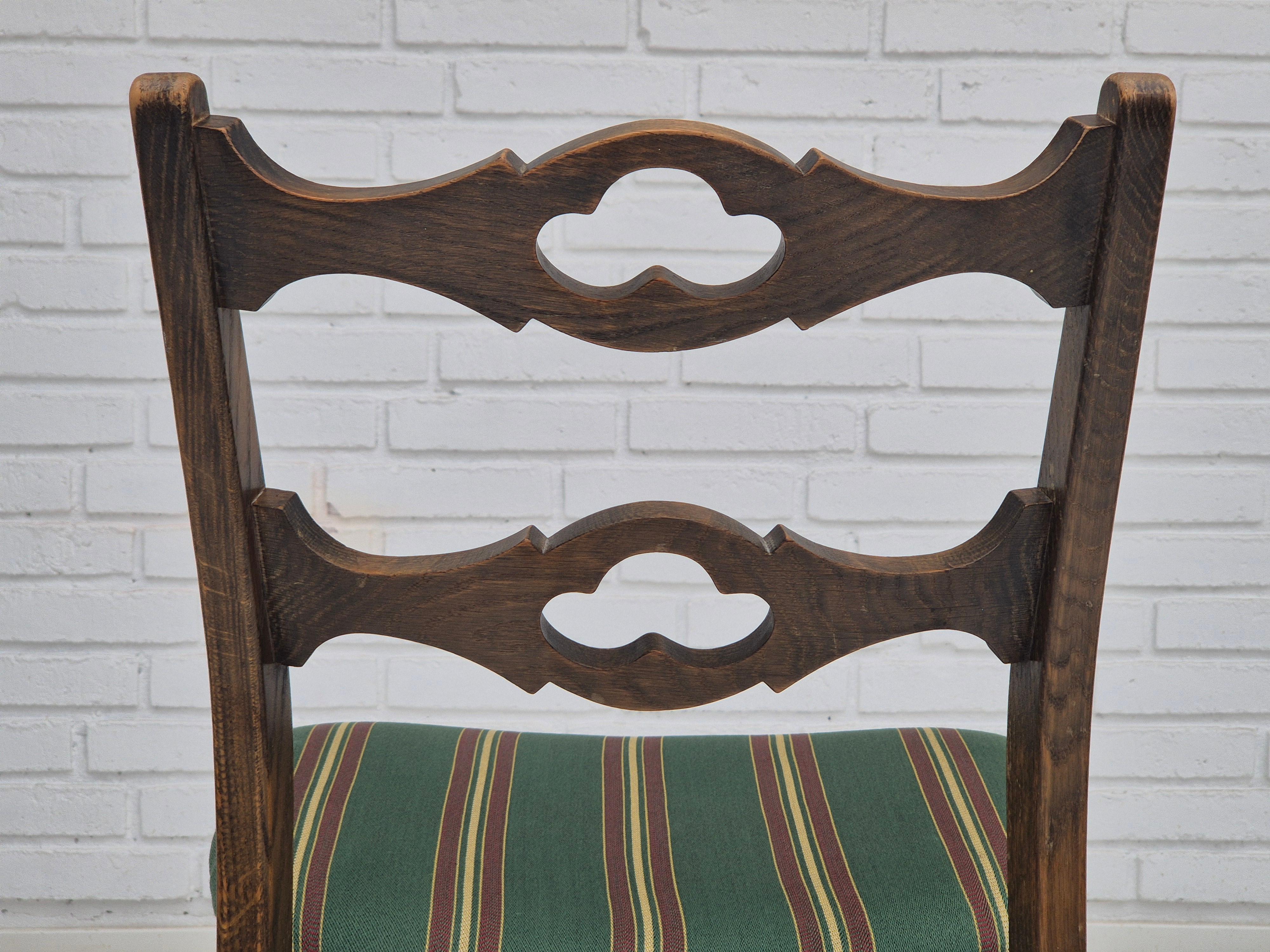 1970s, set of 4 Danish dining chairs, original condition, dark oak wood. For Sale 13