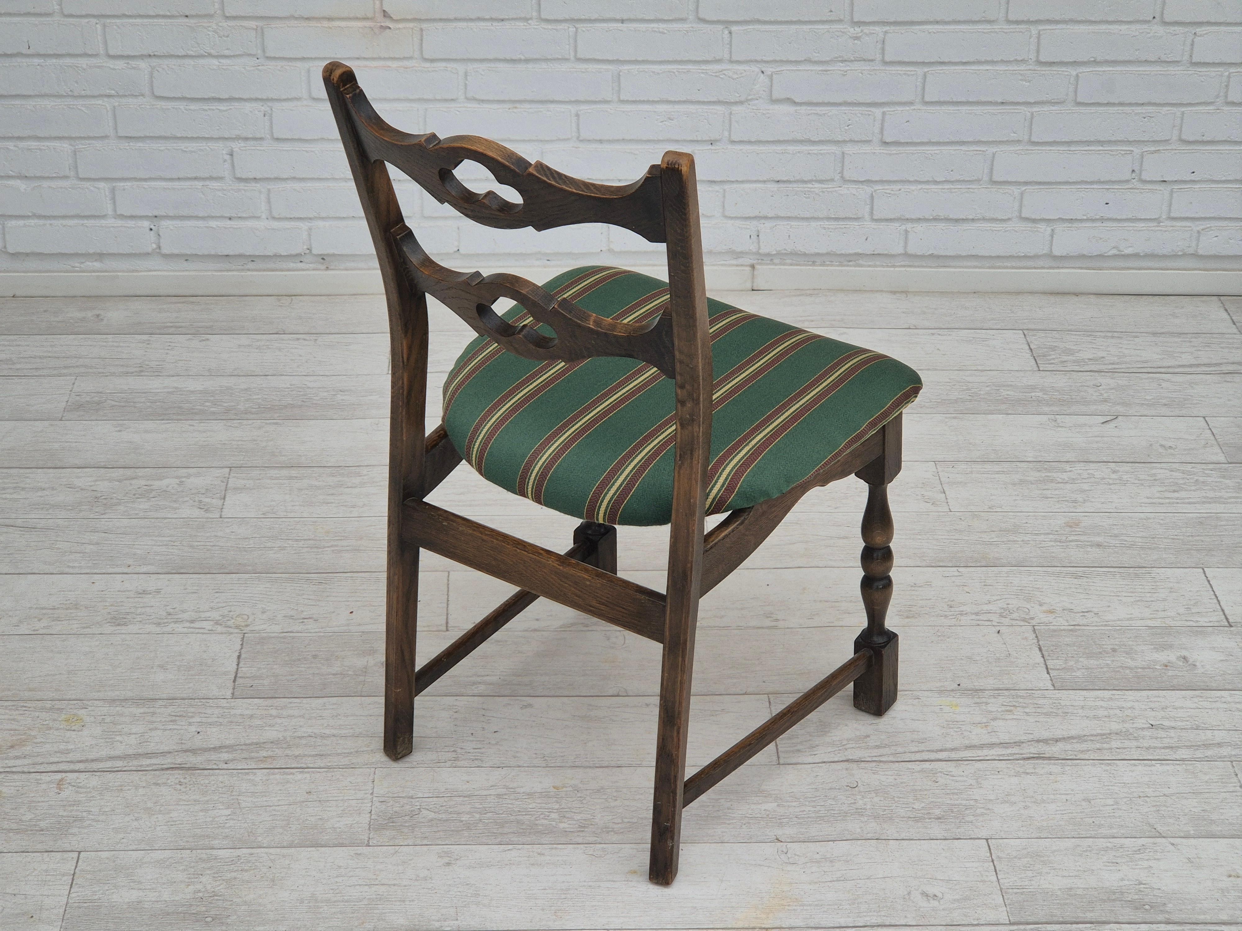 1970s, set of 4 Danish dining chairs, original condition, dark oak wood. For Sale 1