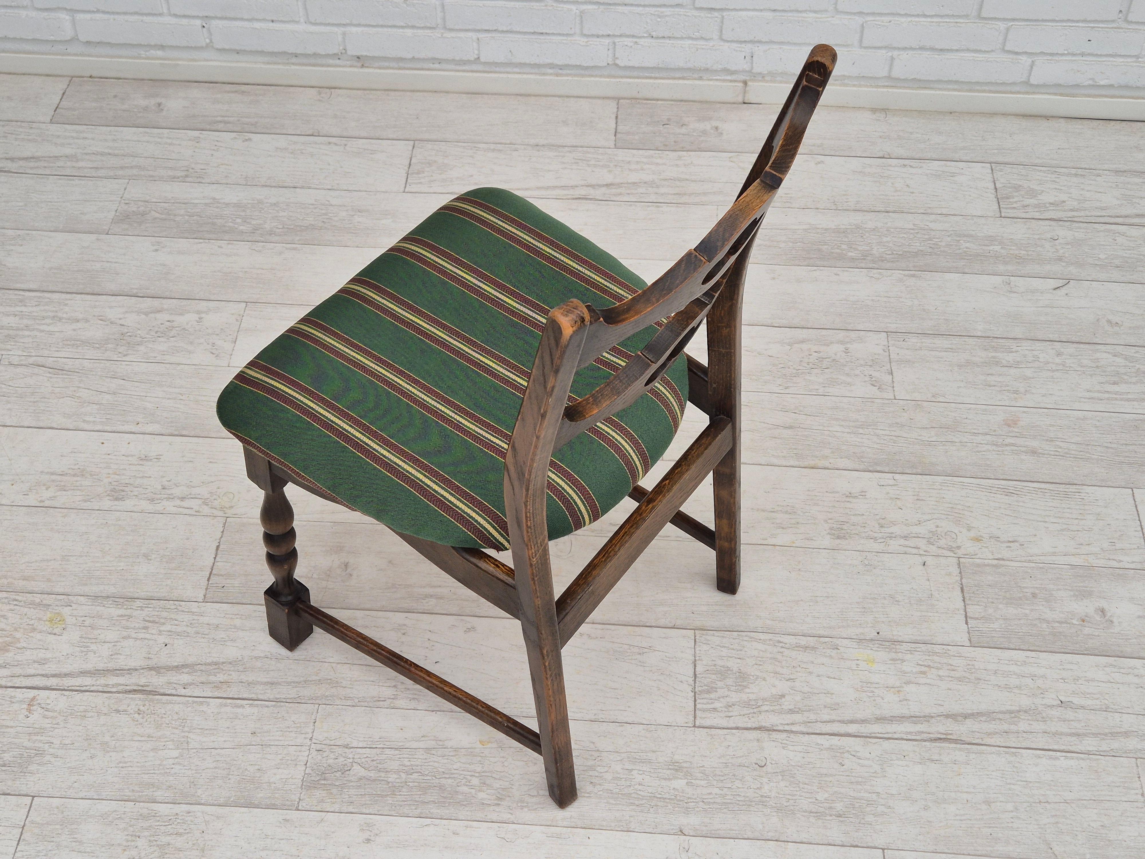 1970s, set of 4 Danish dining chairs, original condition, dark oak wood. For Sale 2