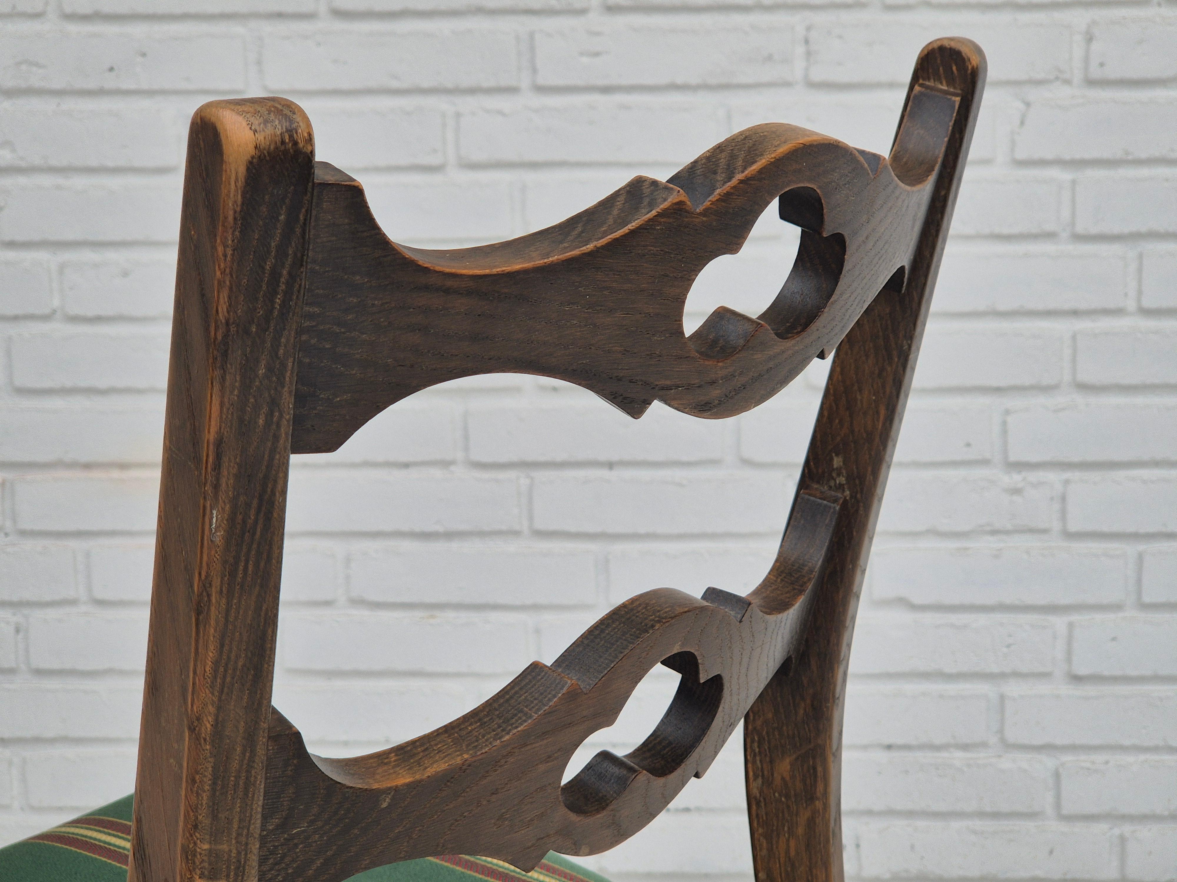 1970s, set of 4 Danish dining chairs, original condition, dark oak wood. For Sale 3