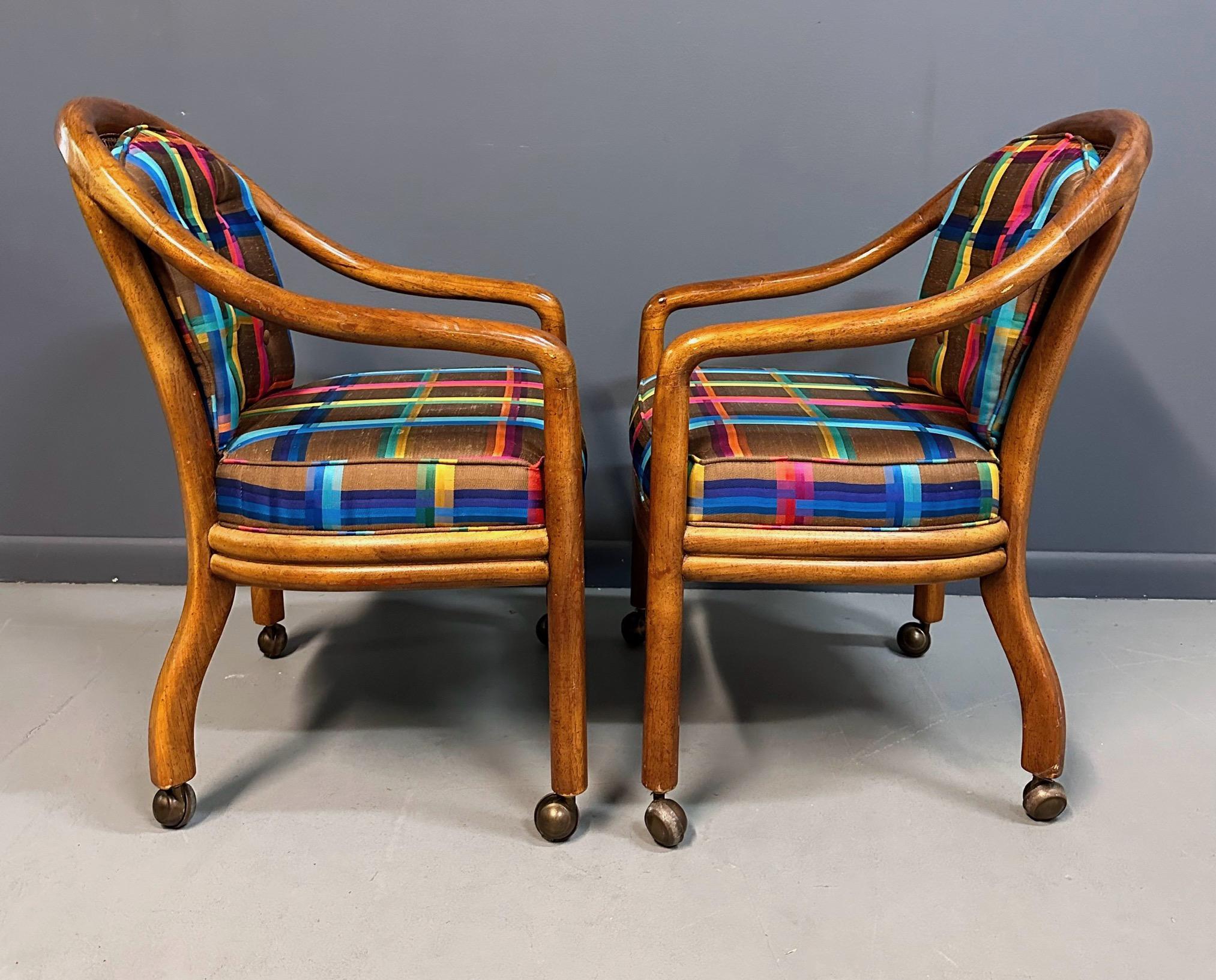 1970s Set of 4 Drexel Game Table Chairs with Cane Backs Mid Century 3
