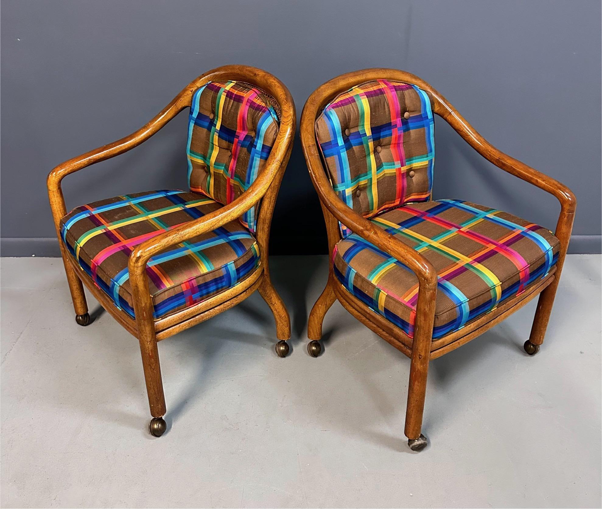 1970s Set of 4 Drexel Game Table Chairs with Cane Backs Mid Century In Good Condition In Philadelphia, PA