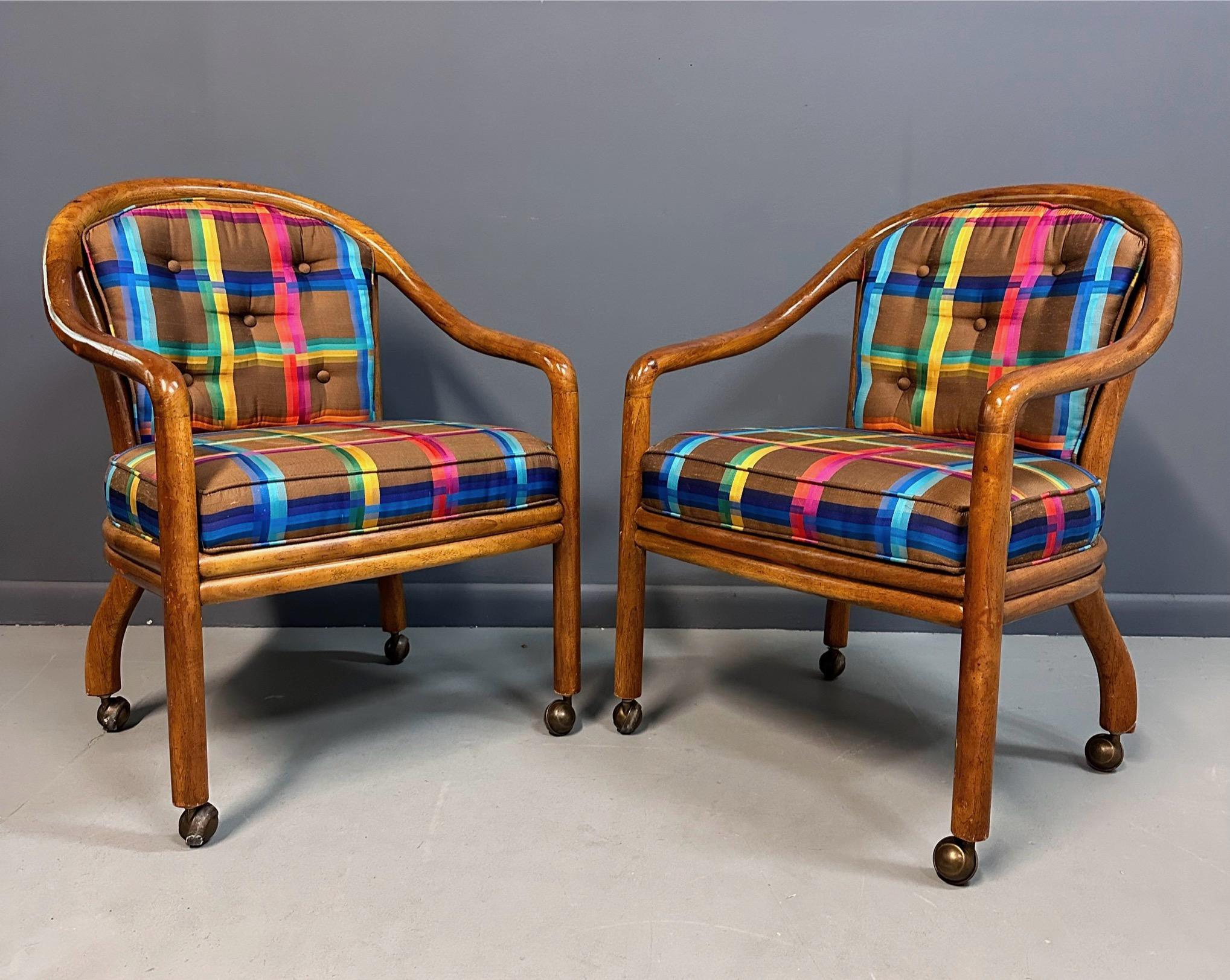 1970s Set of 4 Drexel Game Table Chairs with Cane Backs Mid Century 2