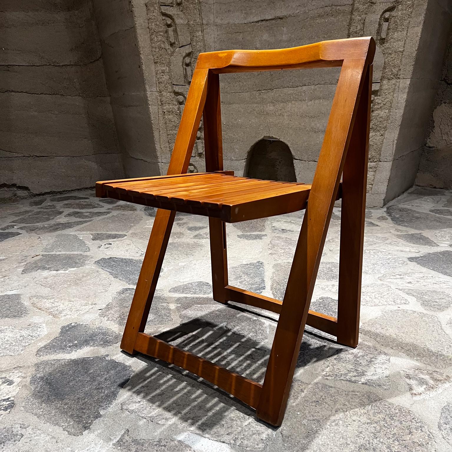 1960s Set Four Folding Wood Trieste Chairs Aldo Jacober Alberto Bazzani For Sale 1