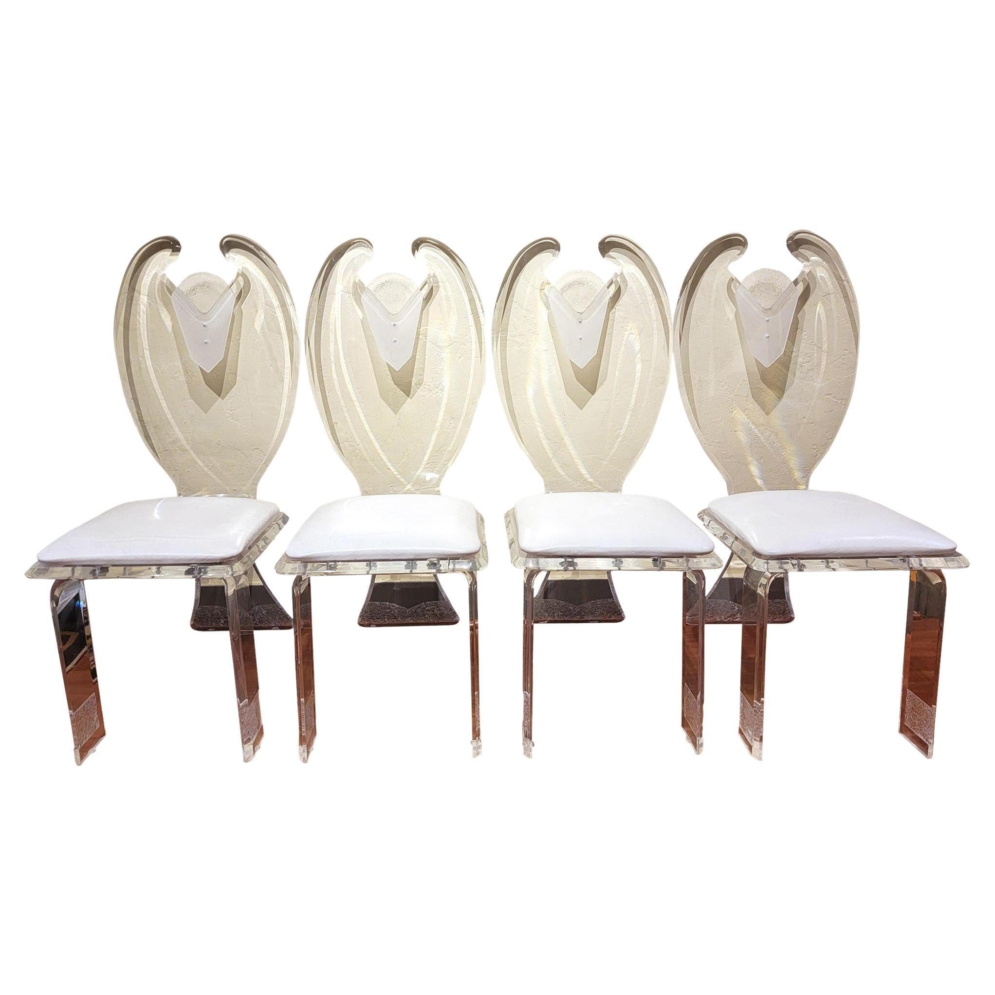 1970s Set of 4 Ice Carved Dining Chairs For Sale
