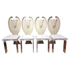 1970s Set of 4 Ice Carved Dining Chairs
