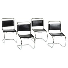 1970s Set of 4 Mies Van Der Rohe MR10 Catilever Dining Side Chairs by Thonet