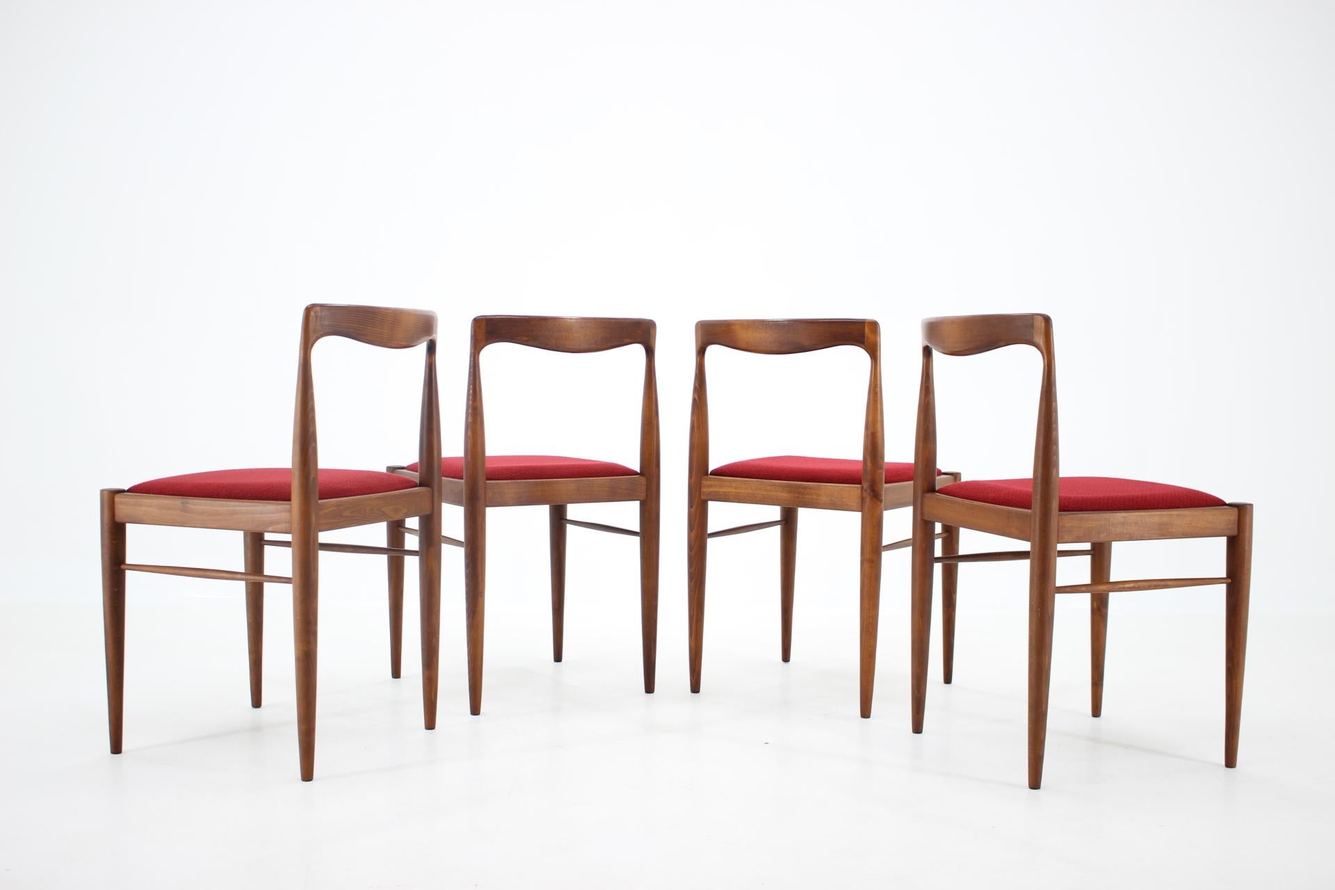 Mid-Century Modern 1970s Set of 4 Minimalist Dining Chairs by Drevotvar, Czechoslovakia