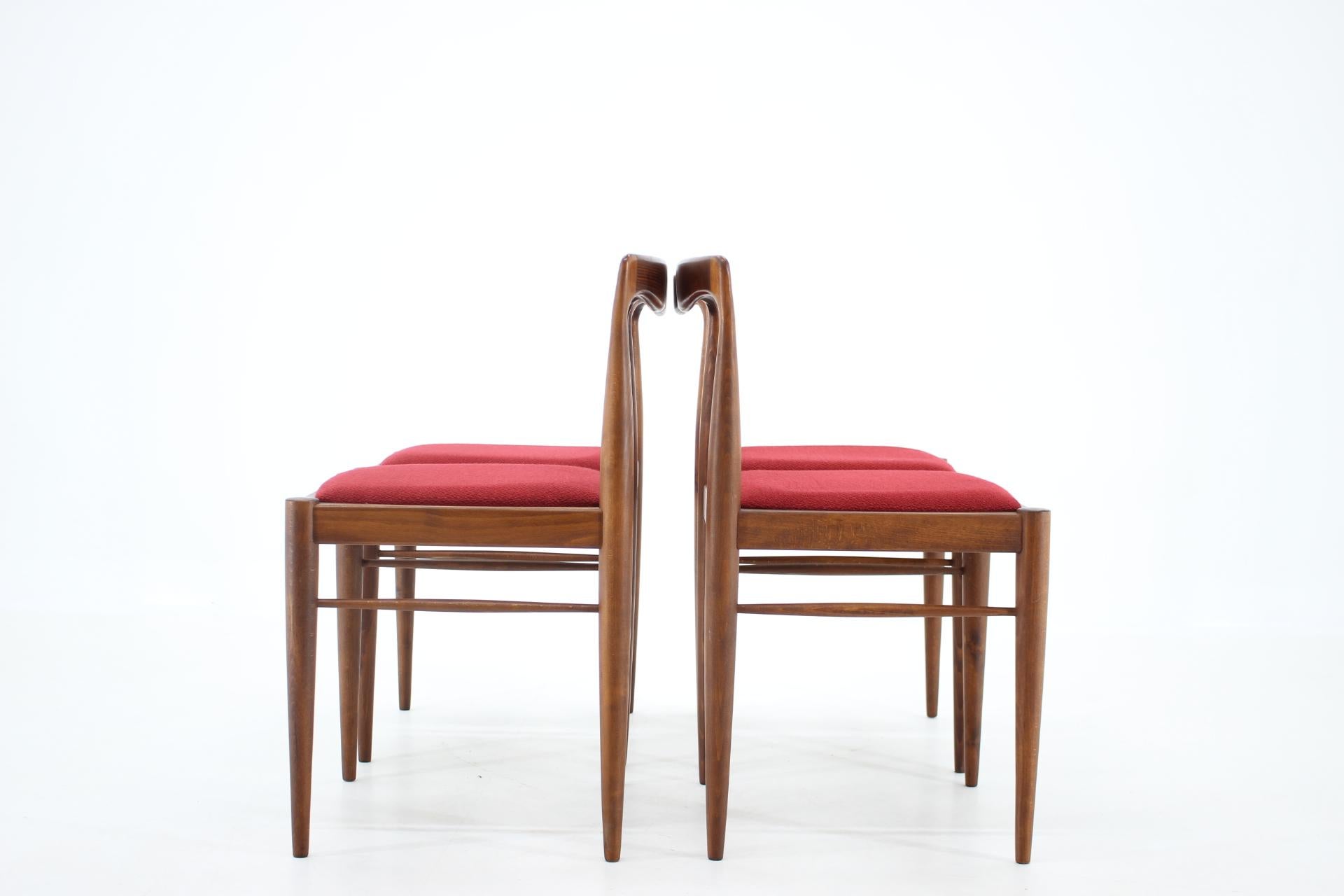 1970s Set of 4 Minimalist Dining Chairs by Drevotvar, Czechoslovakia In Good Condition In Praha, CZ