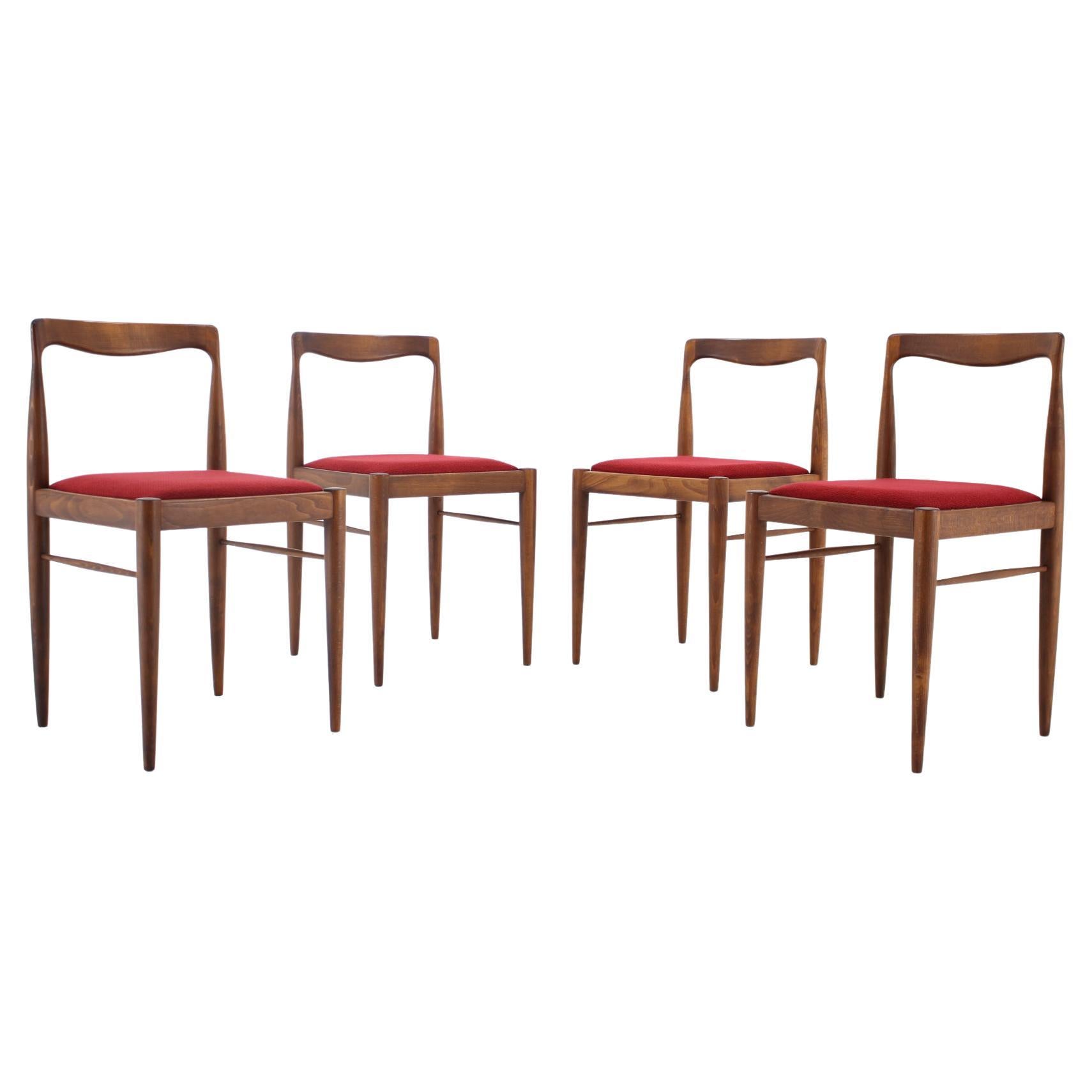 1970s Set of 4 Minimalist Dining Chairs by Drevotvar, Czechoslovakia