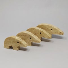 1970s Set of 4 Original Travertine Anteater Sculptures by F.Lli Mannelli