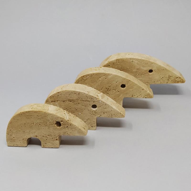 Italian 1970s Set of 4 Original Travertine Anteater Sculptures by F.Lli Mannelli For Sale