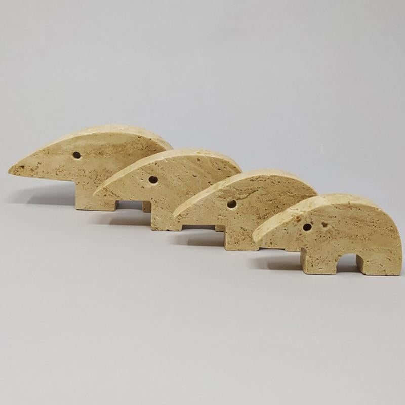 1970s Set of 4 Original Travertine Anteater Sculptures by F.Lli Mannelli In Excellent Condition For Sale In Milano, IT