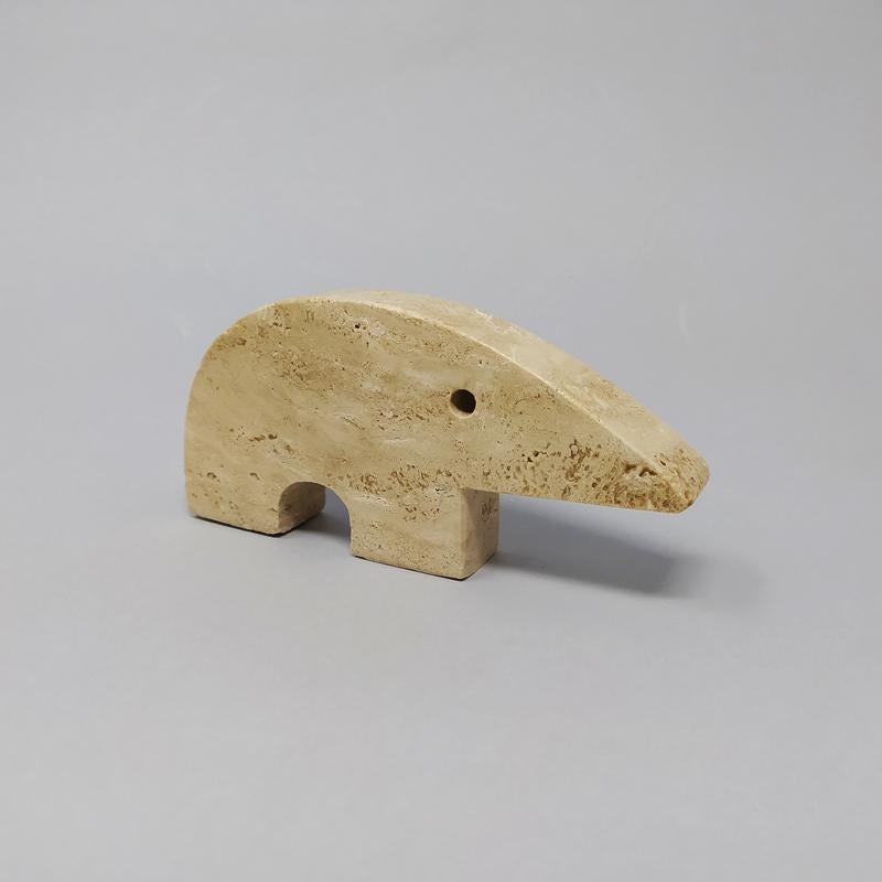 Late 20th Century 1970s Set of 4 Original Travertine Anteater Sculptures by F.Lli Mannelli For Sale