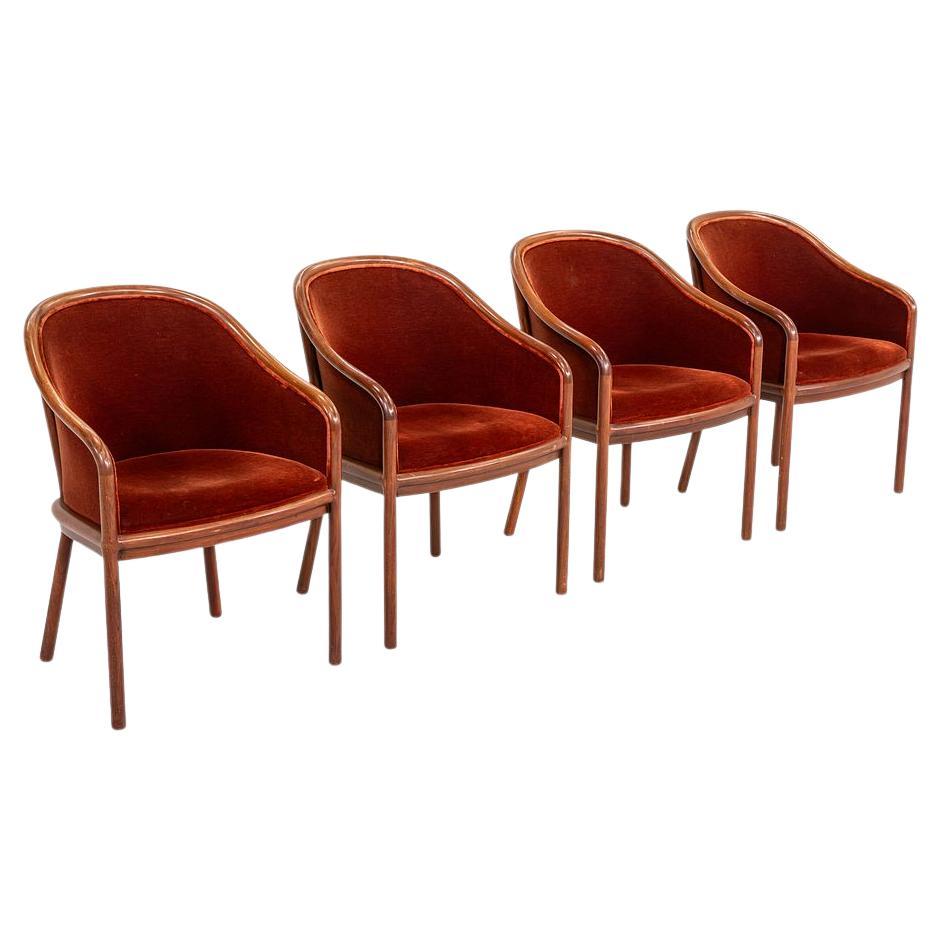 1970 Set of 4, Ward Bennett Brickel Associates Dining Bankers Arm Chairs