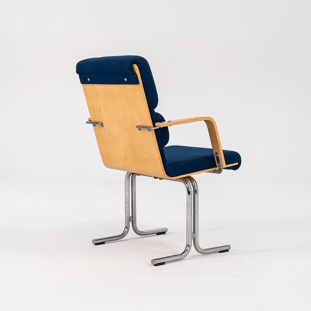 Late 20th Century 1970s Set of 4 Yrj√∂ Kukkapuro Plaano Dining Arm Chairs for Avarte Blue Fabric For Sale