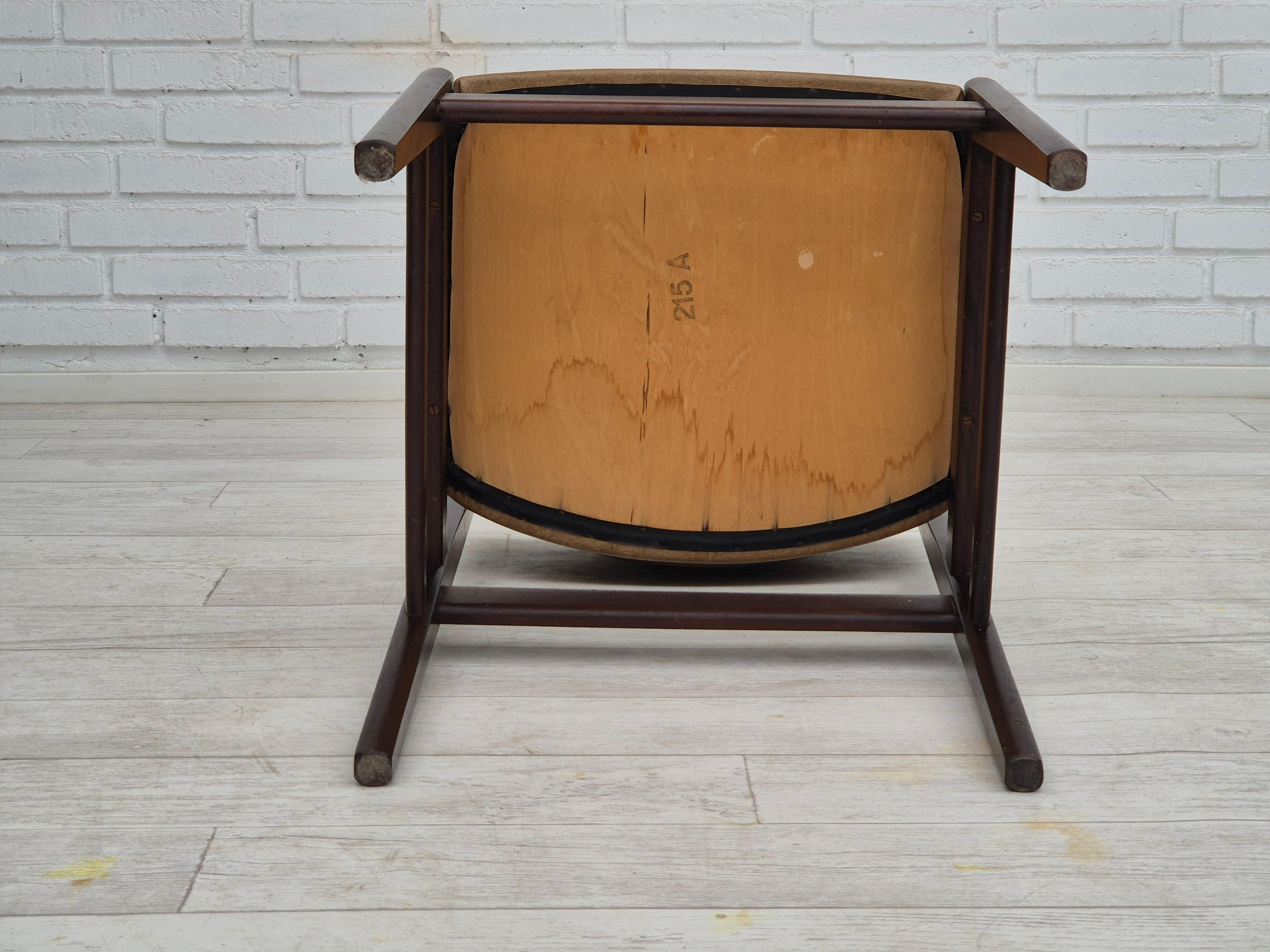 1970er, 5 dänische Esszimmerstühle, Originalzustand, Teakholz, Leder. im Angebot 5