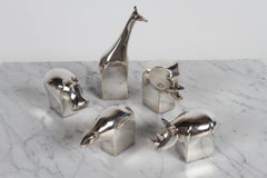 1970s Set of 5 Gunnar Cyren for Dansk Silver Plate Zoo Animals Collection