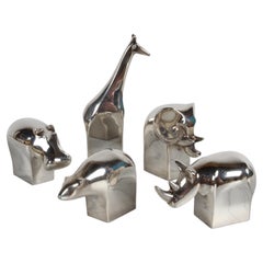 1970s Set of 5 Gunnar Cyren for Dansk Silver Plate Zoo Animals Collection