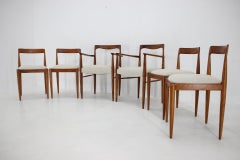 1970s Set of 6 Beech Dining Chairs in Boucle by Drevotvar, Czechoslovakia