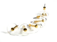 1970s set of 6 coat hooks made of brass and plexiglass by Vereinigte Werkstätten