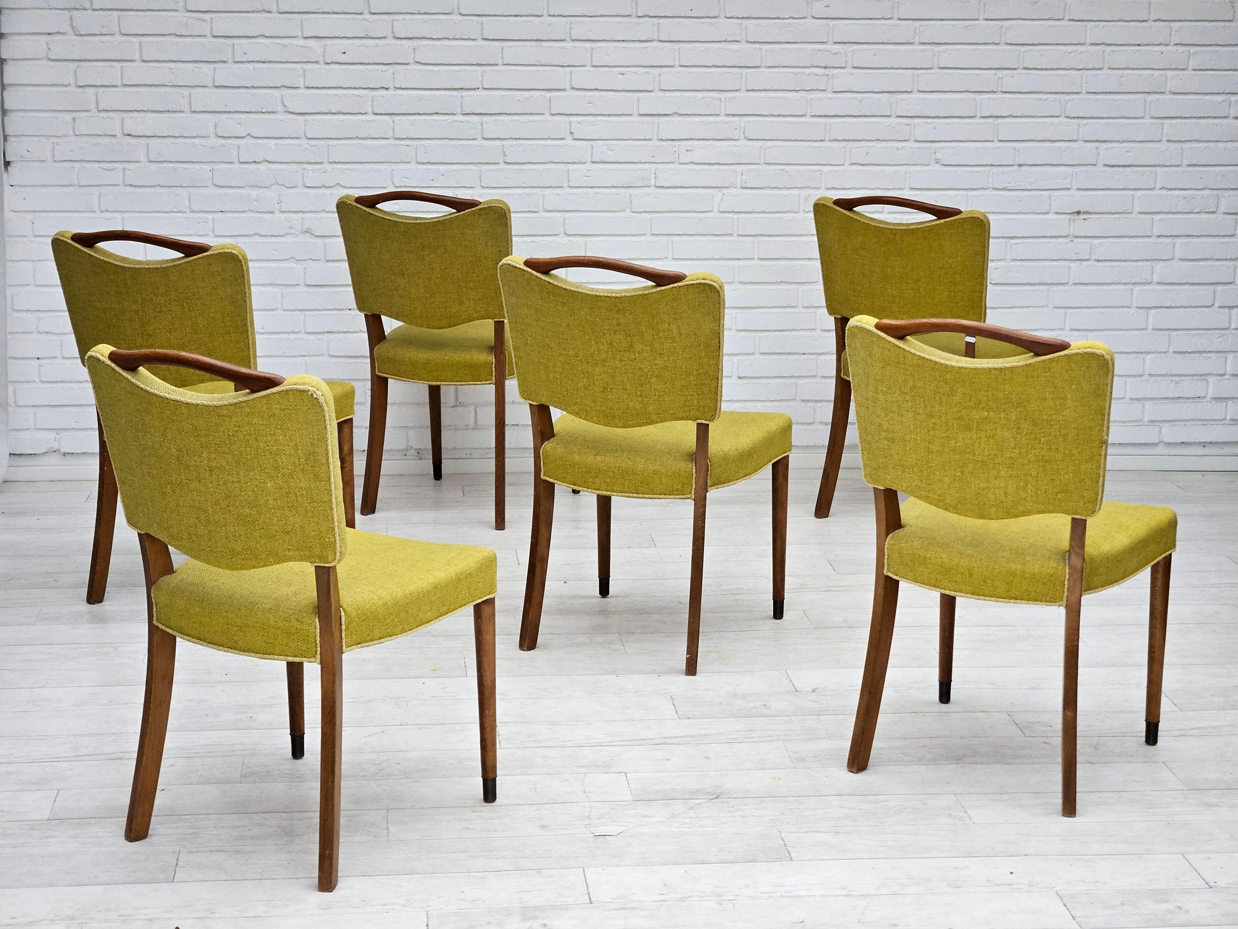 Scandinavo moderno Anni '70, set di 6 sedie da pranzo danesi di Slagelse Møbelværk, condizioni originali. in vendita